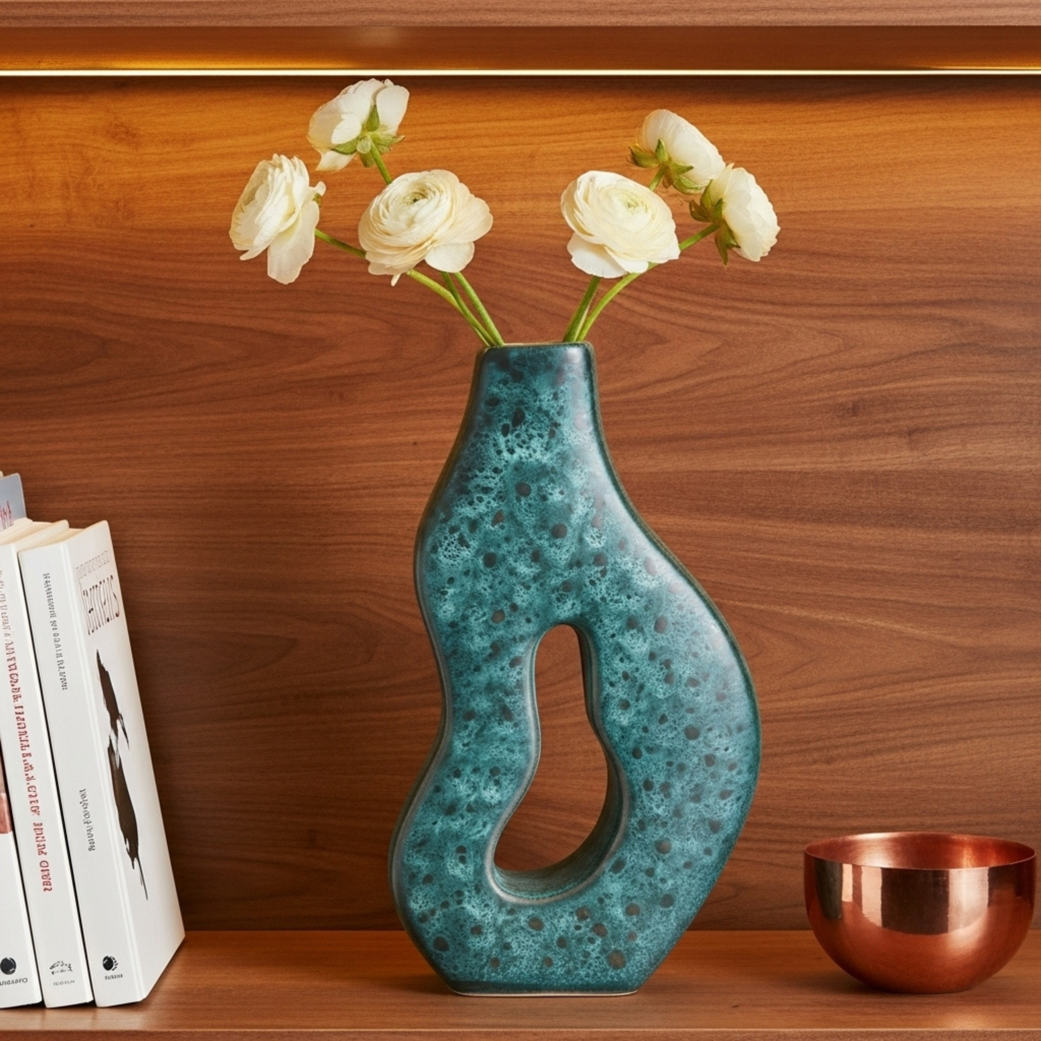 Vase en céramique sculptural – forme organique ajourée