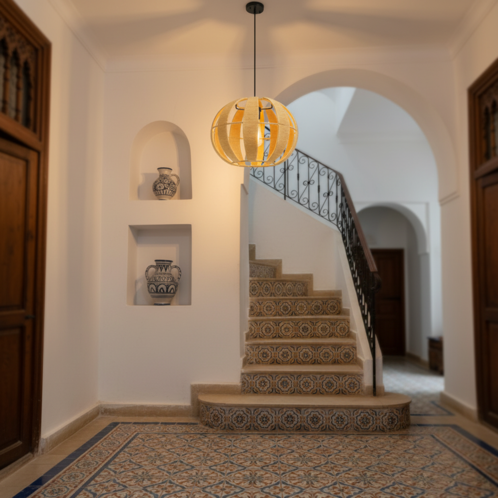 Suspension Sphérique "Ombre & Lumière" | Fibres Végétales | Tunisie