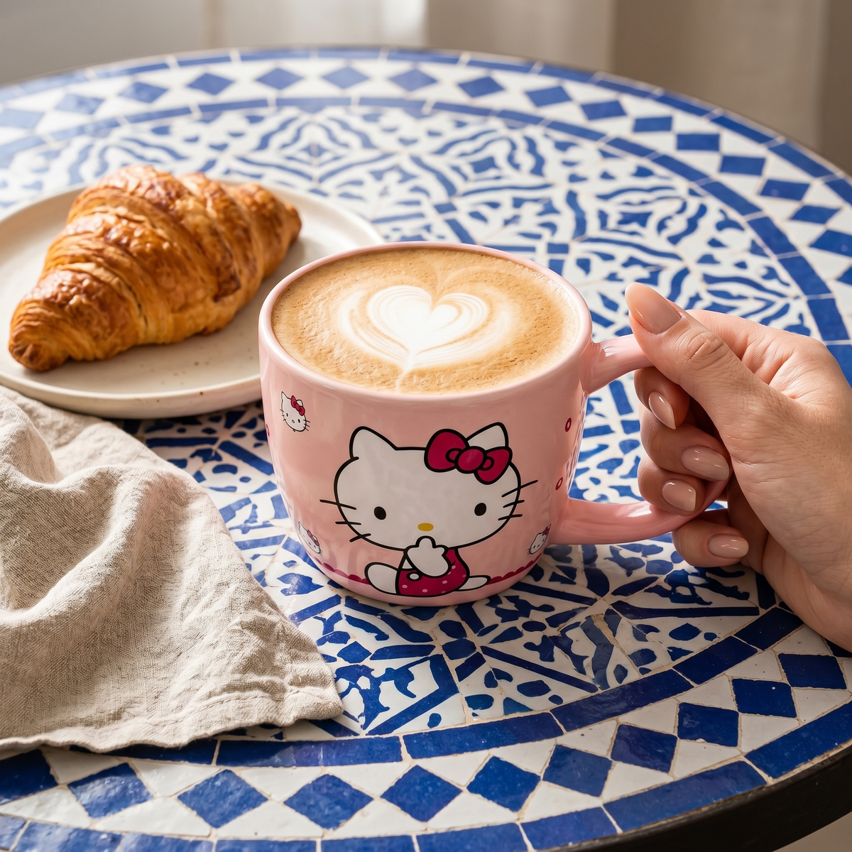 Mug Chat Rose Tunisie | Tasse Café Céramique Kawaii | Fiolla Home