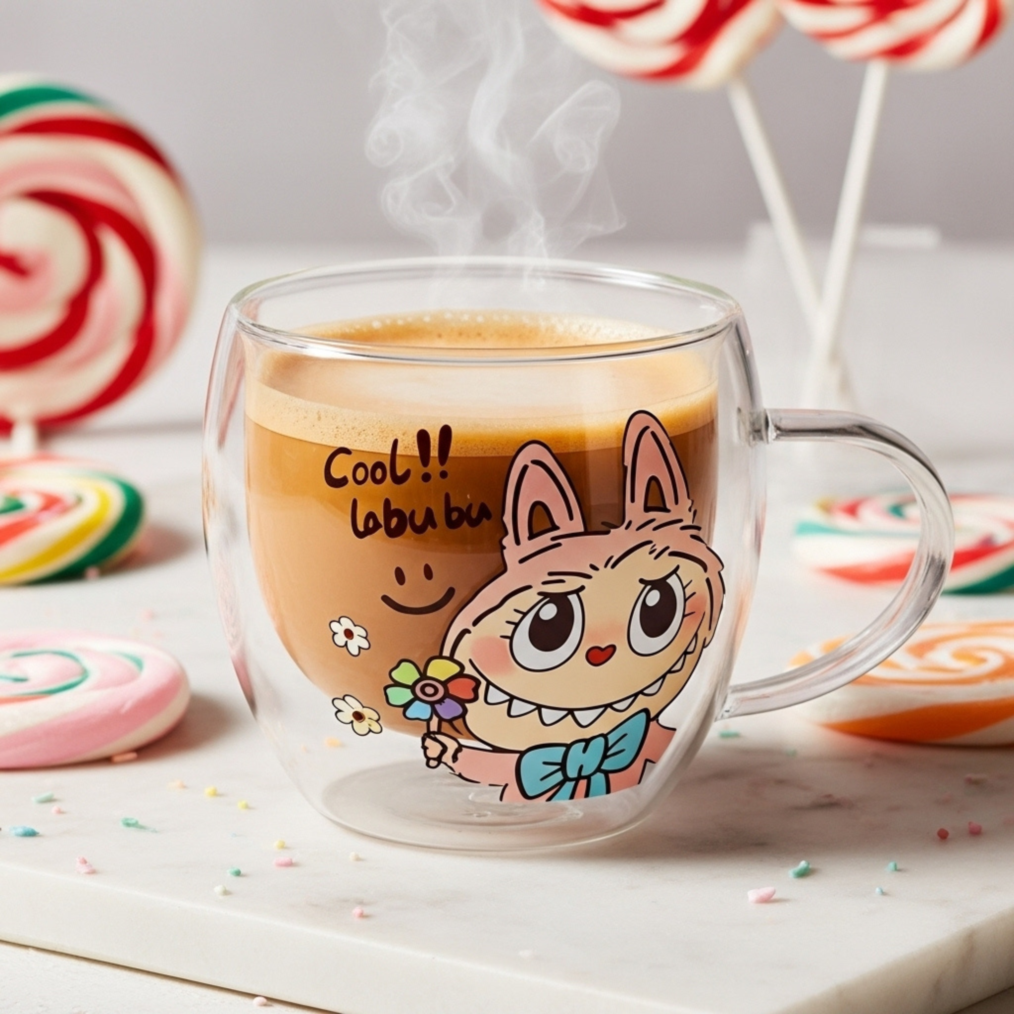 Tasse Double Paroi Labubu – Verre Borosilicate | Fiolla Home