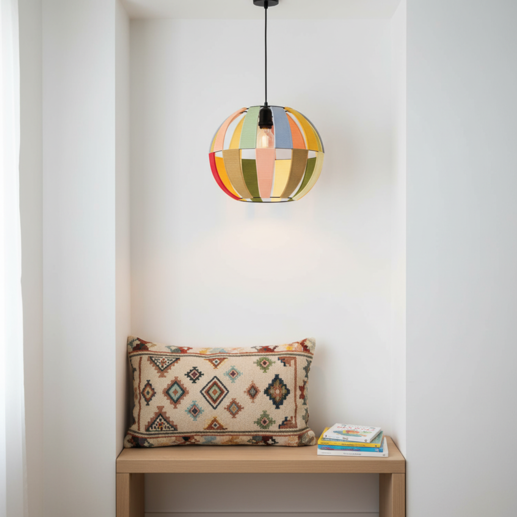 Suspension Sphérique Multicolore | Fibres Artisanales | Tunisie