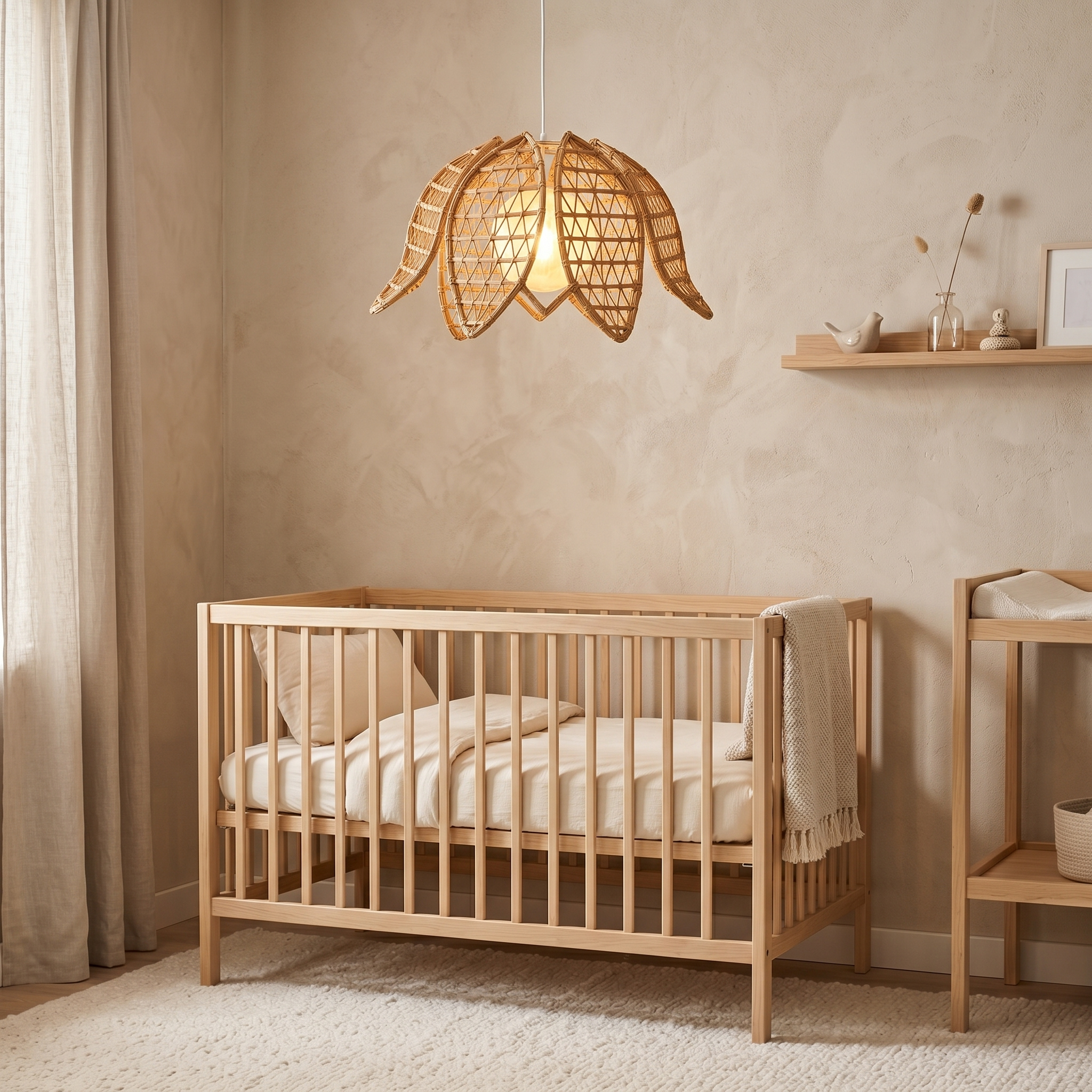 Lustre Fleur Palmier Tunisie | Suspension Bohème Tressée | Fiolla Home