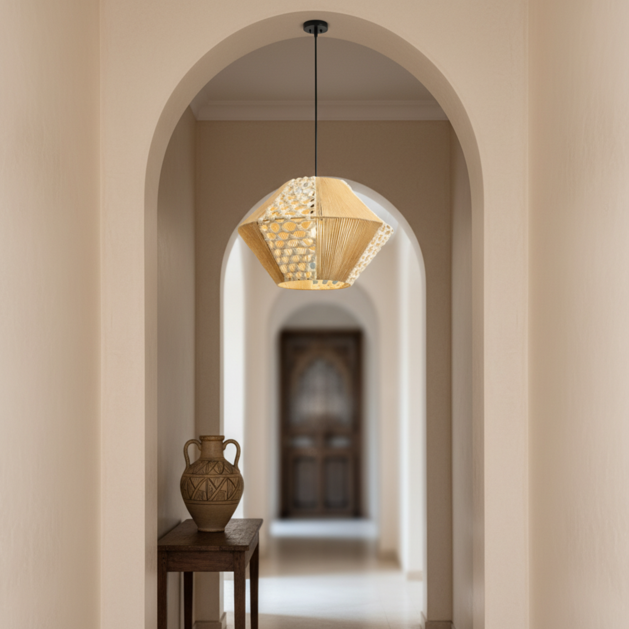 Suspension Jute & Macramé Géométrique | Artisanat Tunisien pour Intérieur Chic