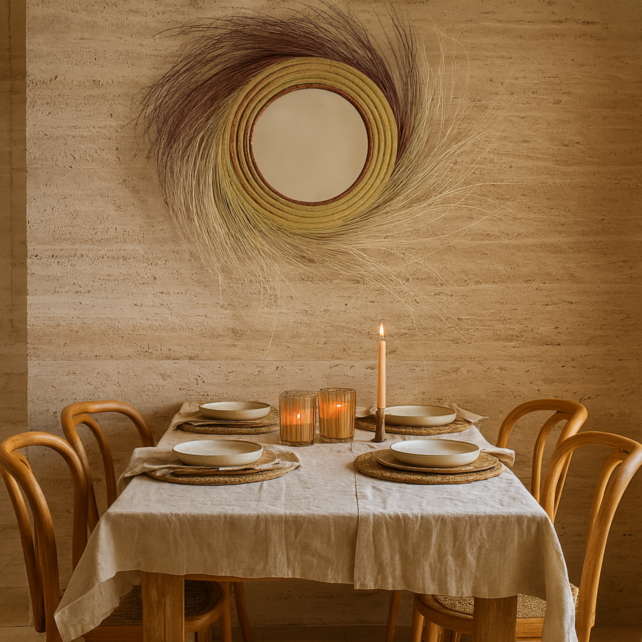 Miroir Mural en Halfa Tressée | Design Naturel | Fiolla Home