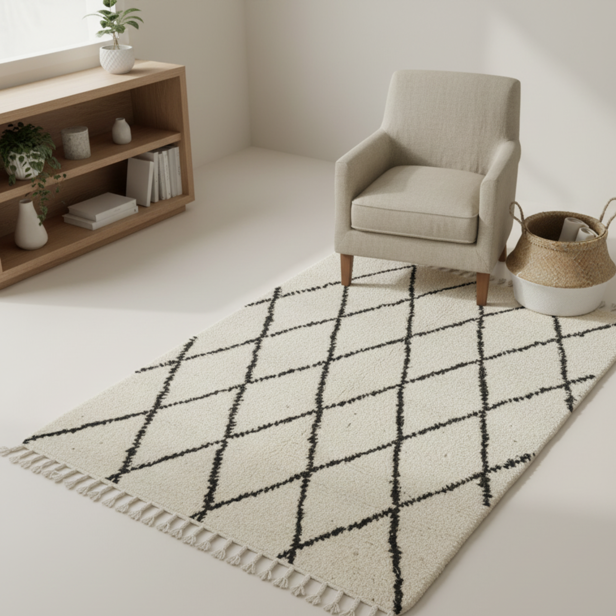 Tapis Berbère Laine Tissé Main Tunisie | Motif losanges | Fiolla Home