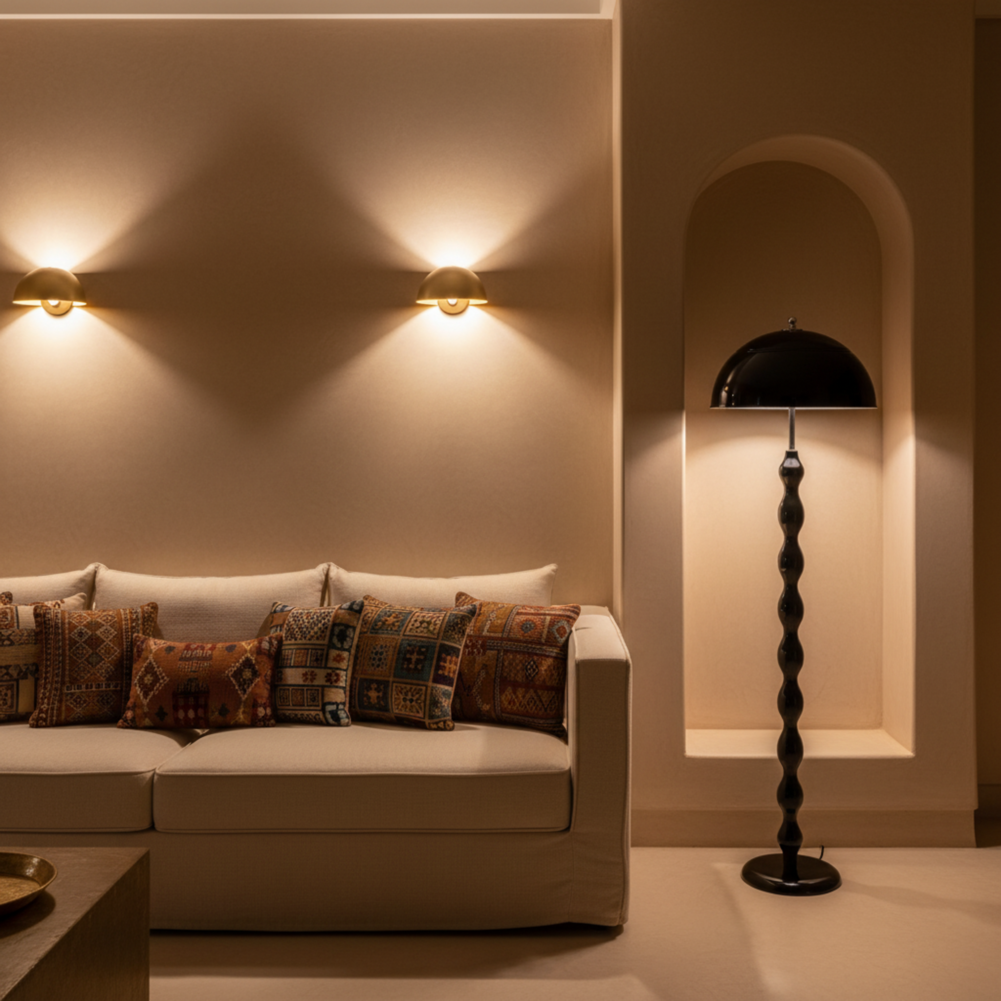 Lampadaire sur Pied Design "Totem" Noir Laqué | Luminaire Salon Moderne Tunisie