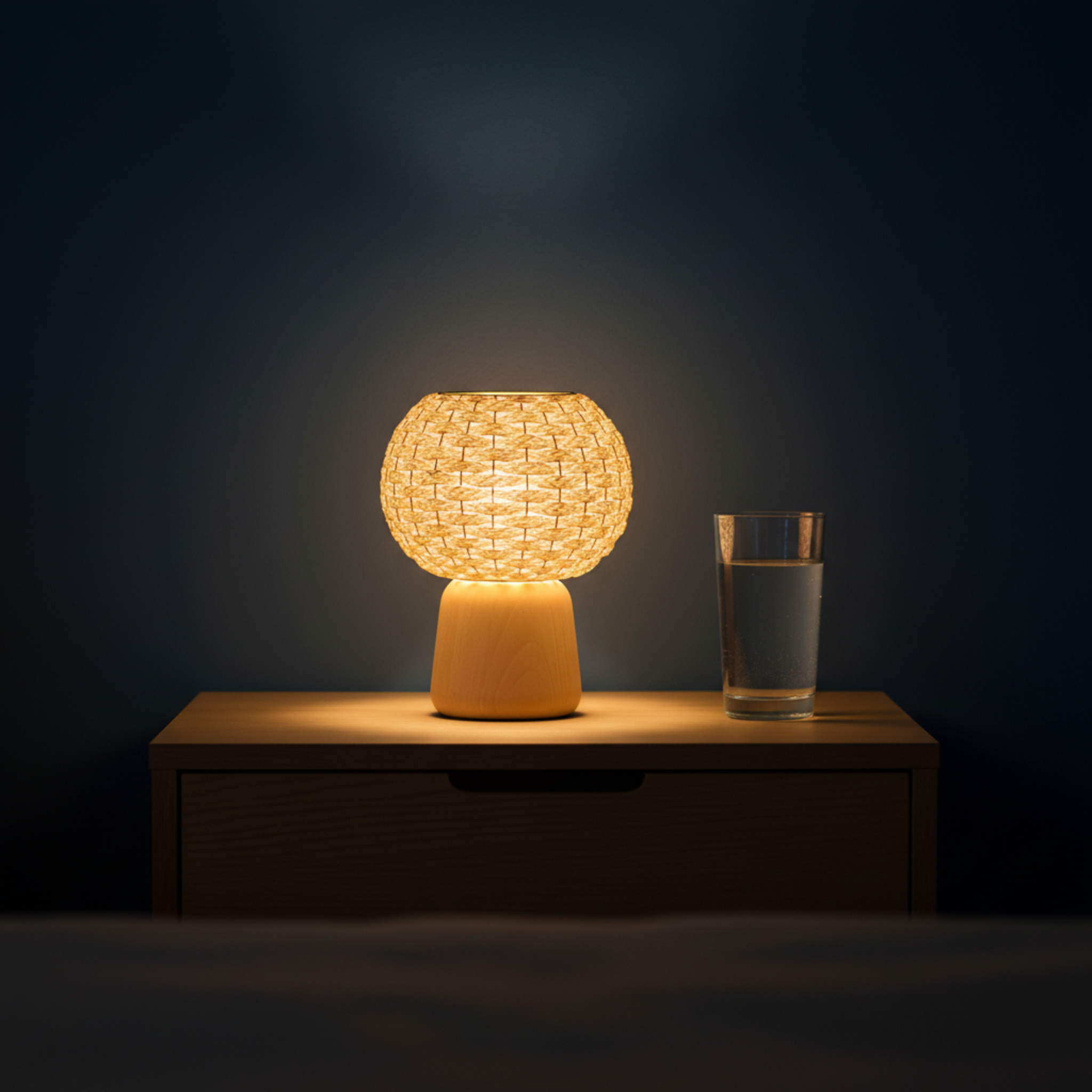 Veilleuse Nour El Leyl – Lampe de chevet bois handmade Tunisie