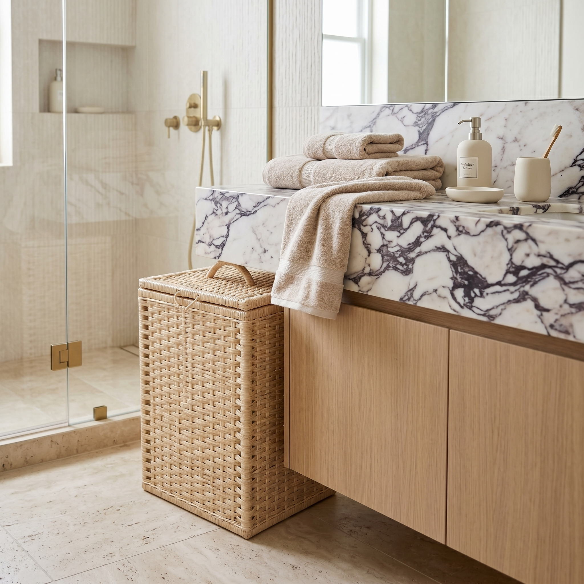 Panier à Linge Rotin Tunisie | Coffre Tressé avec Couvercle | Fiolla Home
