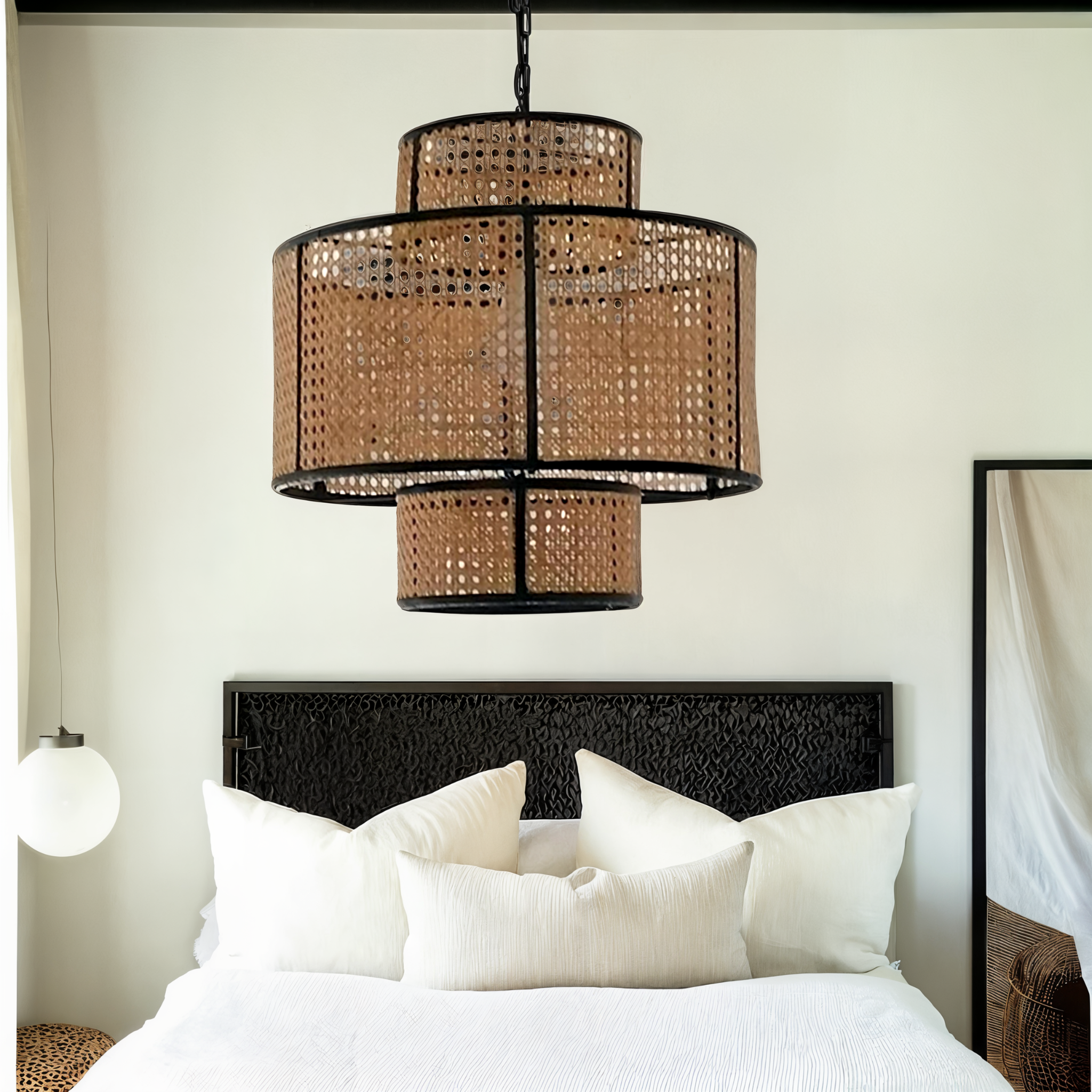 Suspension en Rotin Eloya | Luminaire Éco Chic pour Intérieur | Fiolla Home
