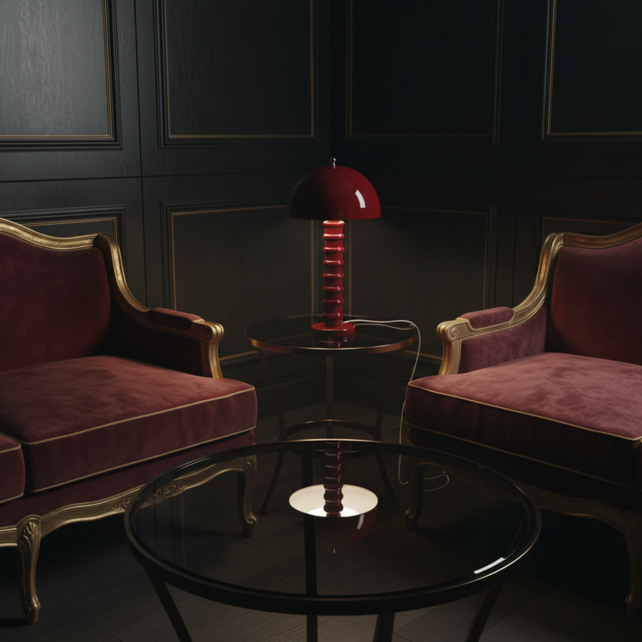 Lampe de Table "Mushroom" Rouge Laqué | Pièce Artisanale Fait Main - Haute Qualité