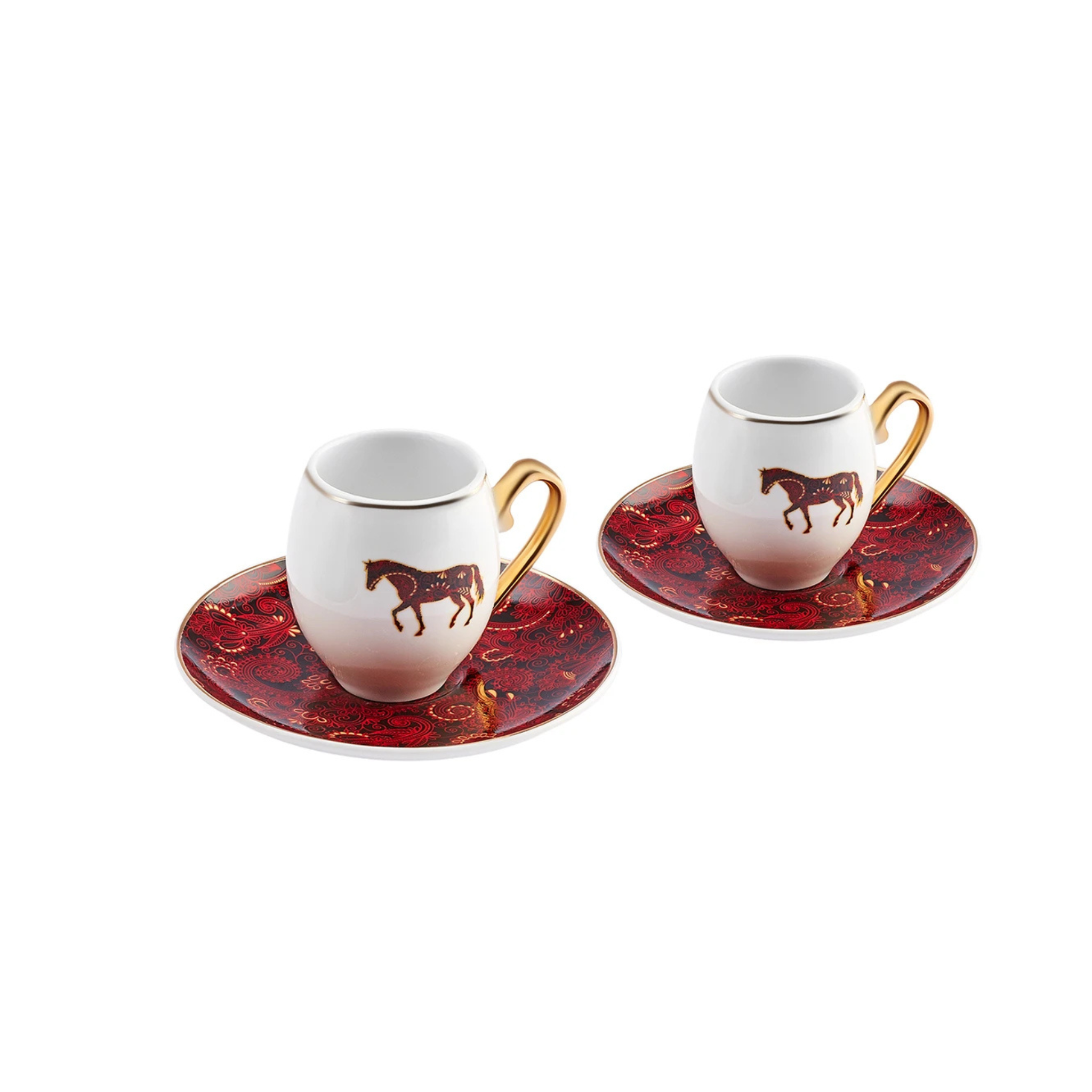 Service Café Noir Motif Cheval | Luxe Unique | Fiolla Home