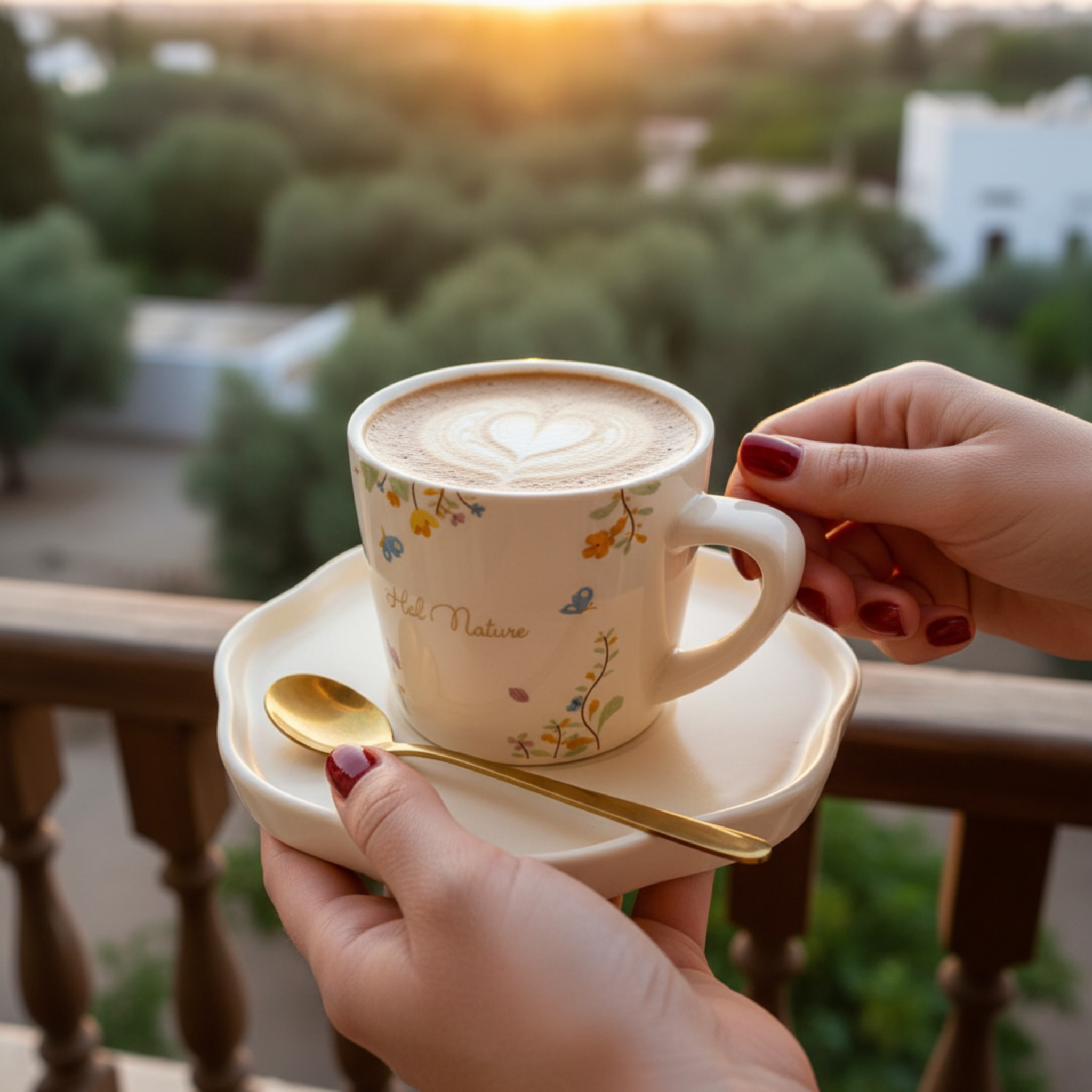 Mug Hello Nature : Ensemble Tasse & Soucoupe Florale - Art de la Table Tunisie
