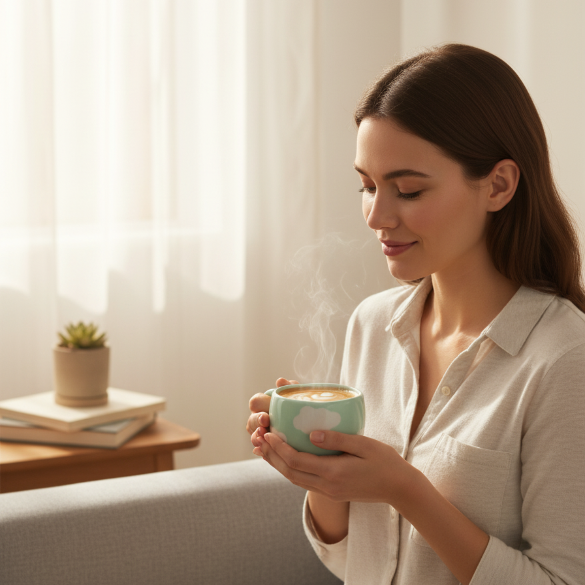 Tasse Cappuccino Nuages | Vert Menthe + Soucoupe | Fiolla Home