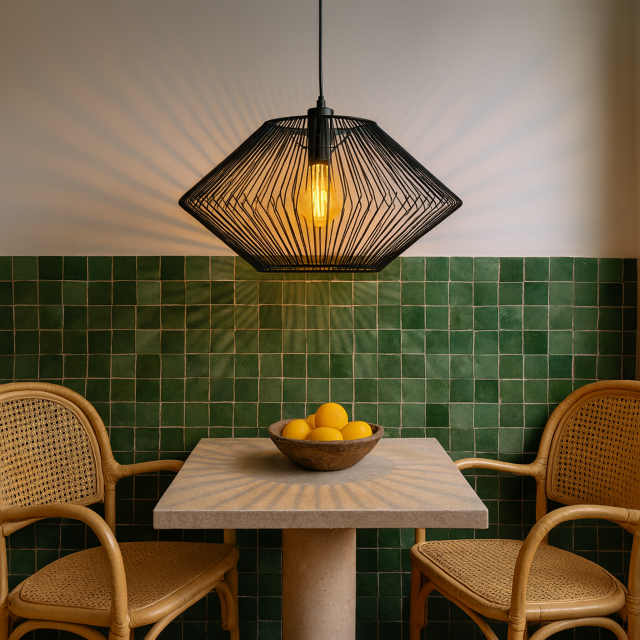 Luminaire Suspension Diamant Noir | Cuisine/Salle à Manger | Fiolla Home