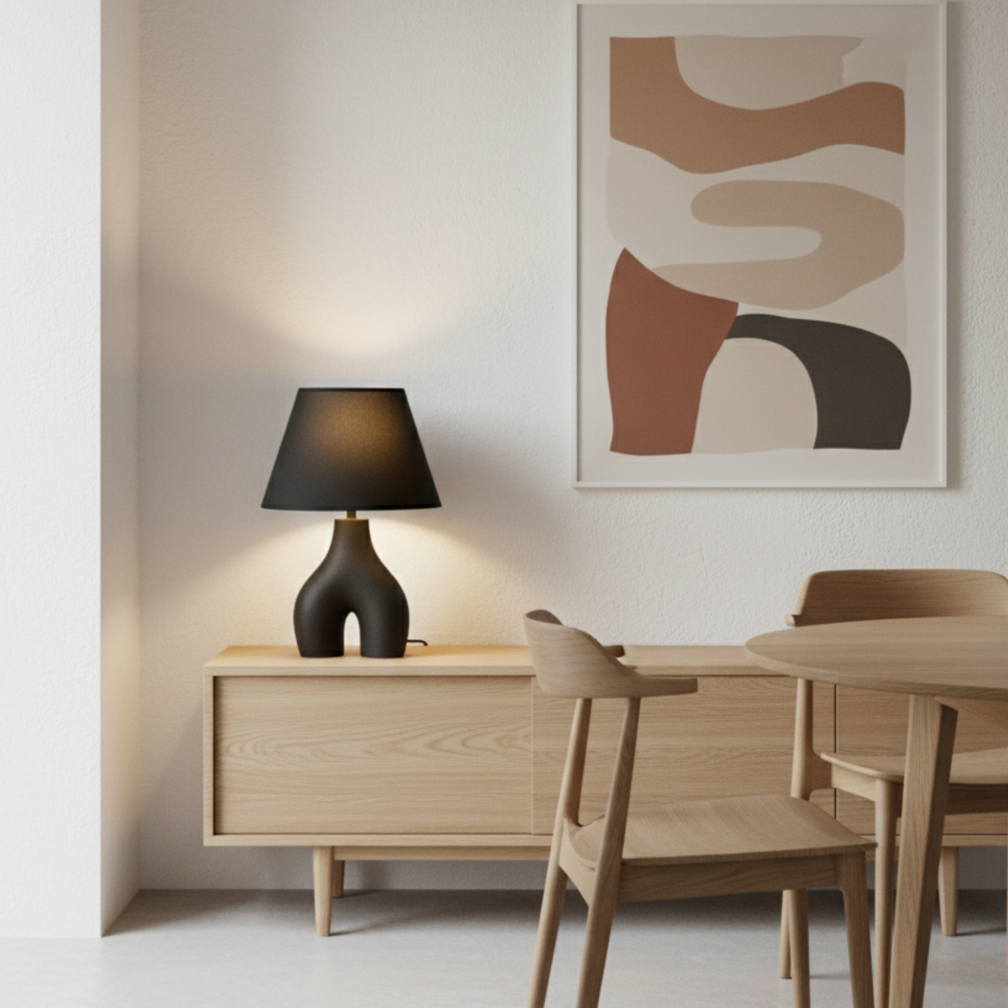 Veilleuse Sculpturale Noire Tunisie | Abat-jour Tissu | Fiolla Home