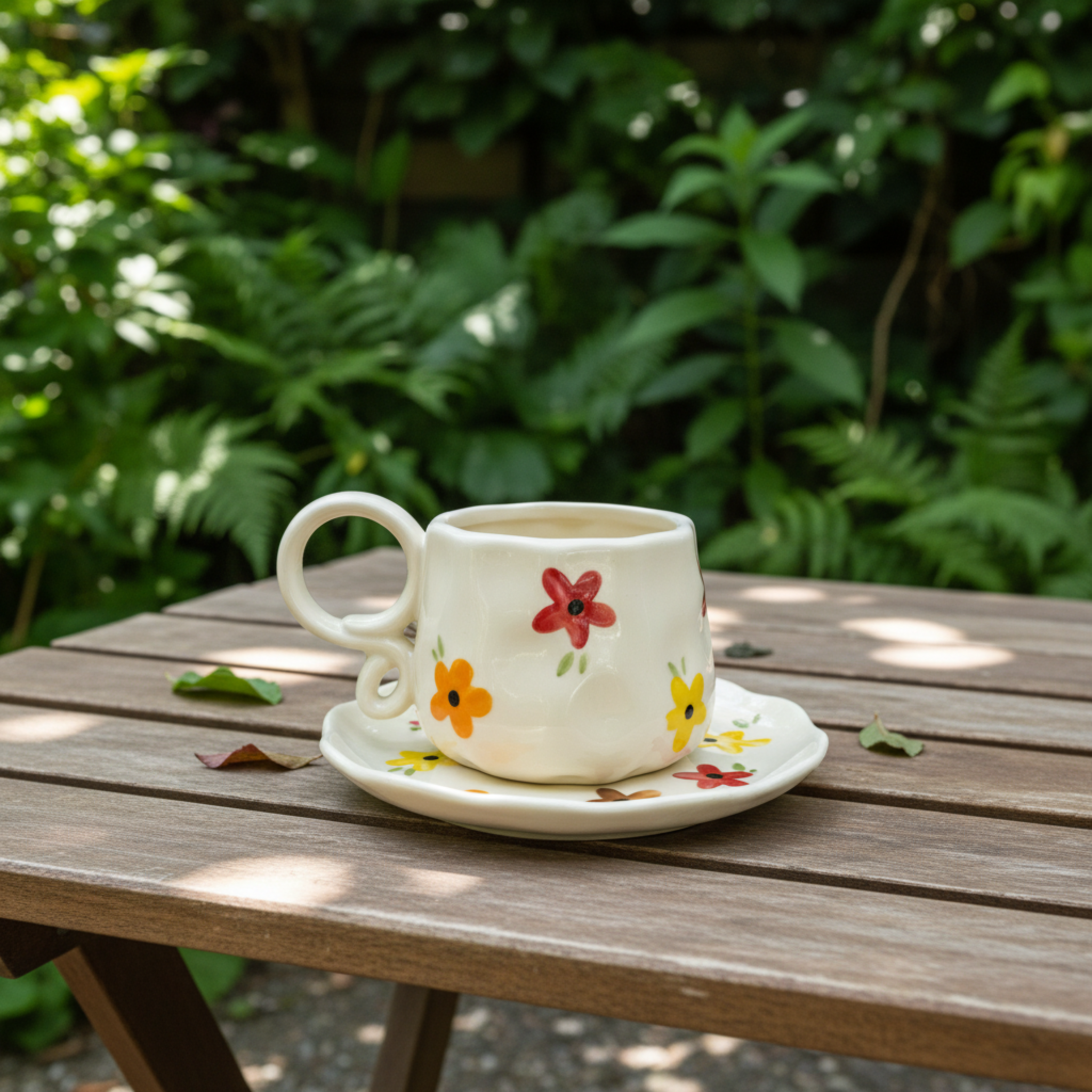Tasse Céramique "Spring" — Mug Fleuri avec Anse Nouée Tendance