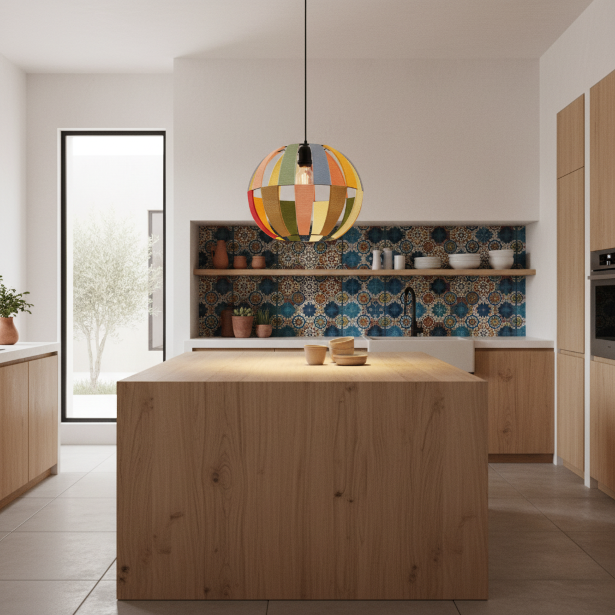 Suspension Sphérique Multicolore | Fibres Artisanales | Tunisie