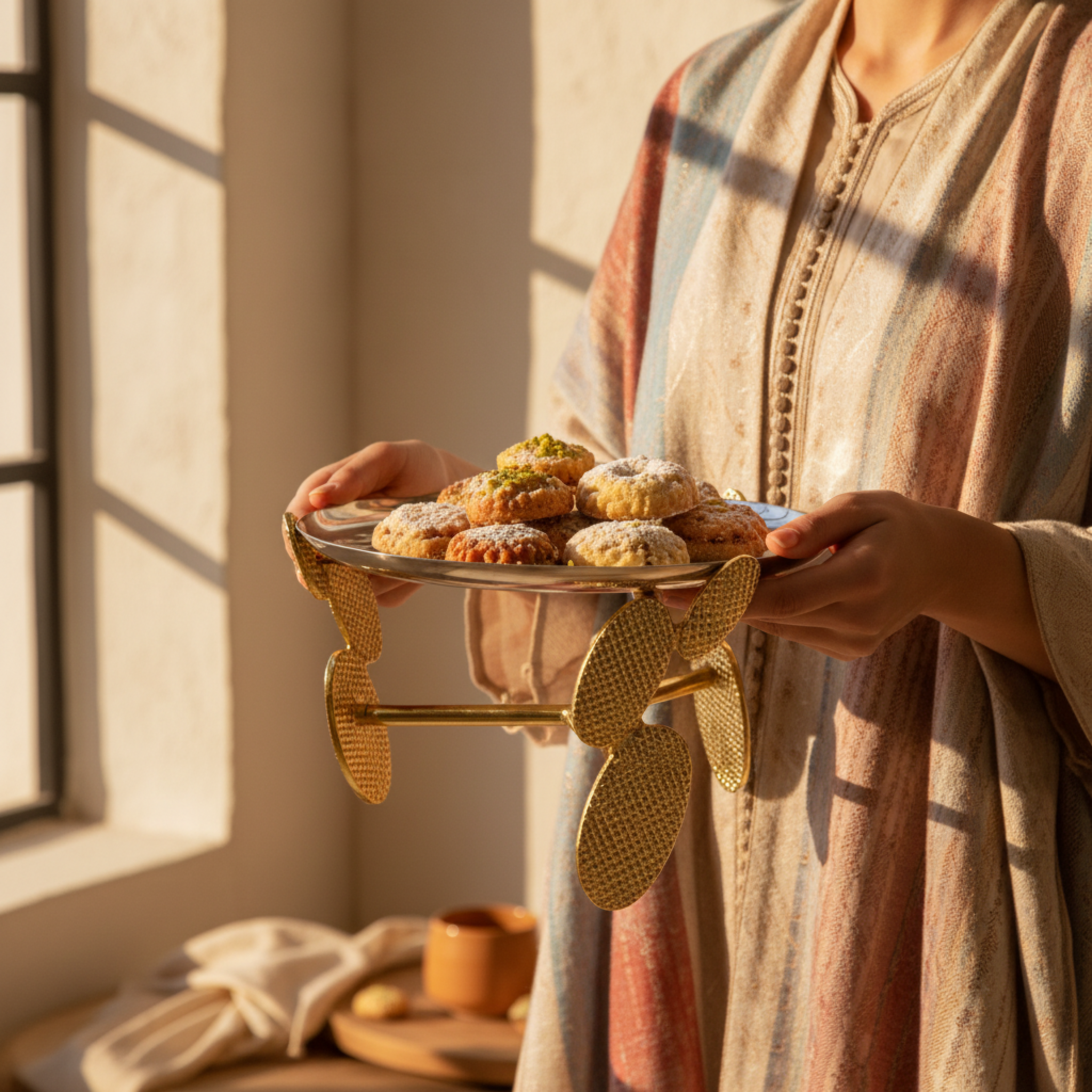 Présentoir à Gâteaux en Cuivre Indien Premium – Design Luxe & Raffiné