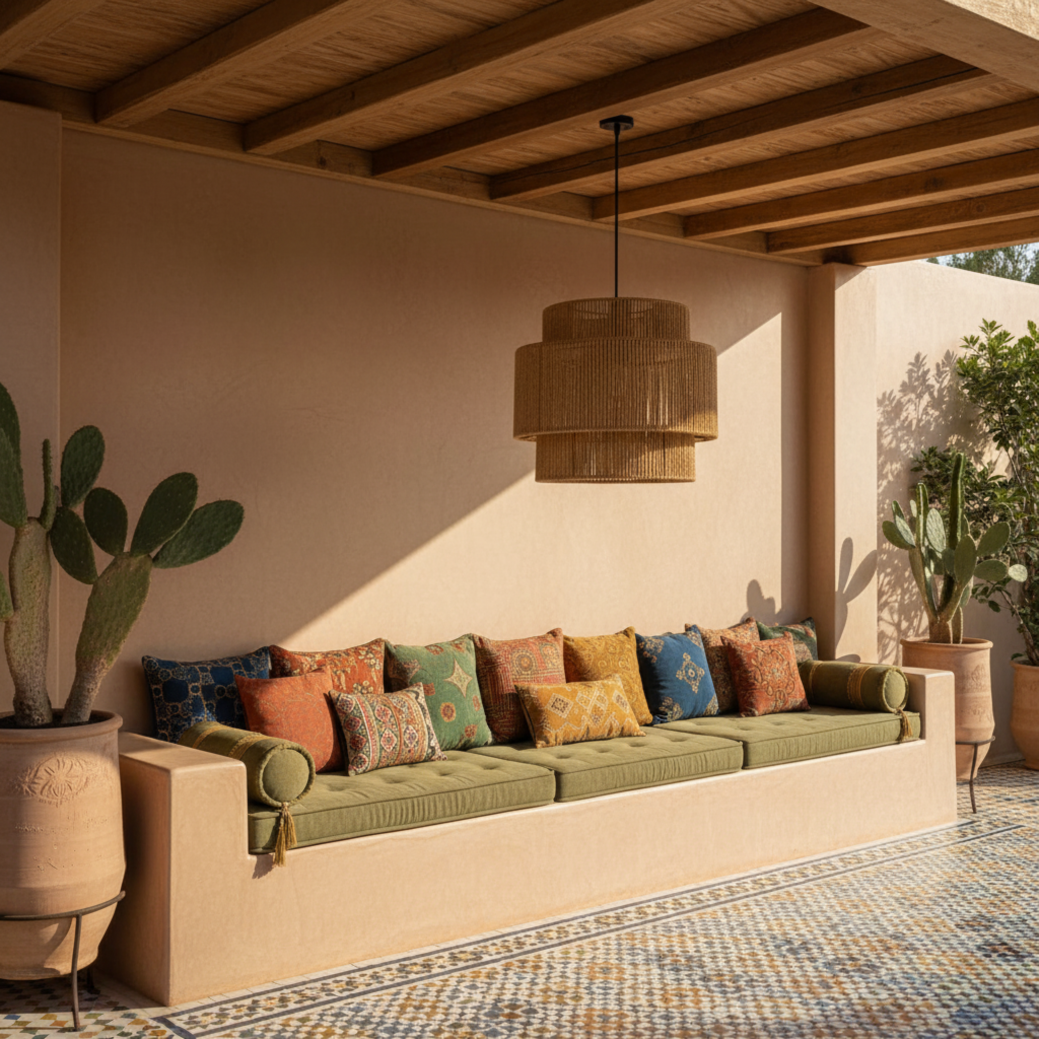 Suspension "Byrsa" à 3 Niveaux – Lustre Spectaculaire en Jute Tressé