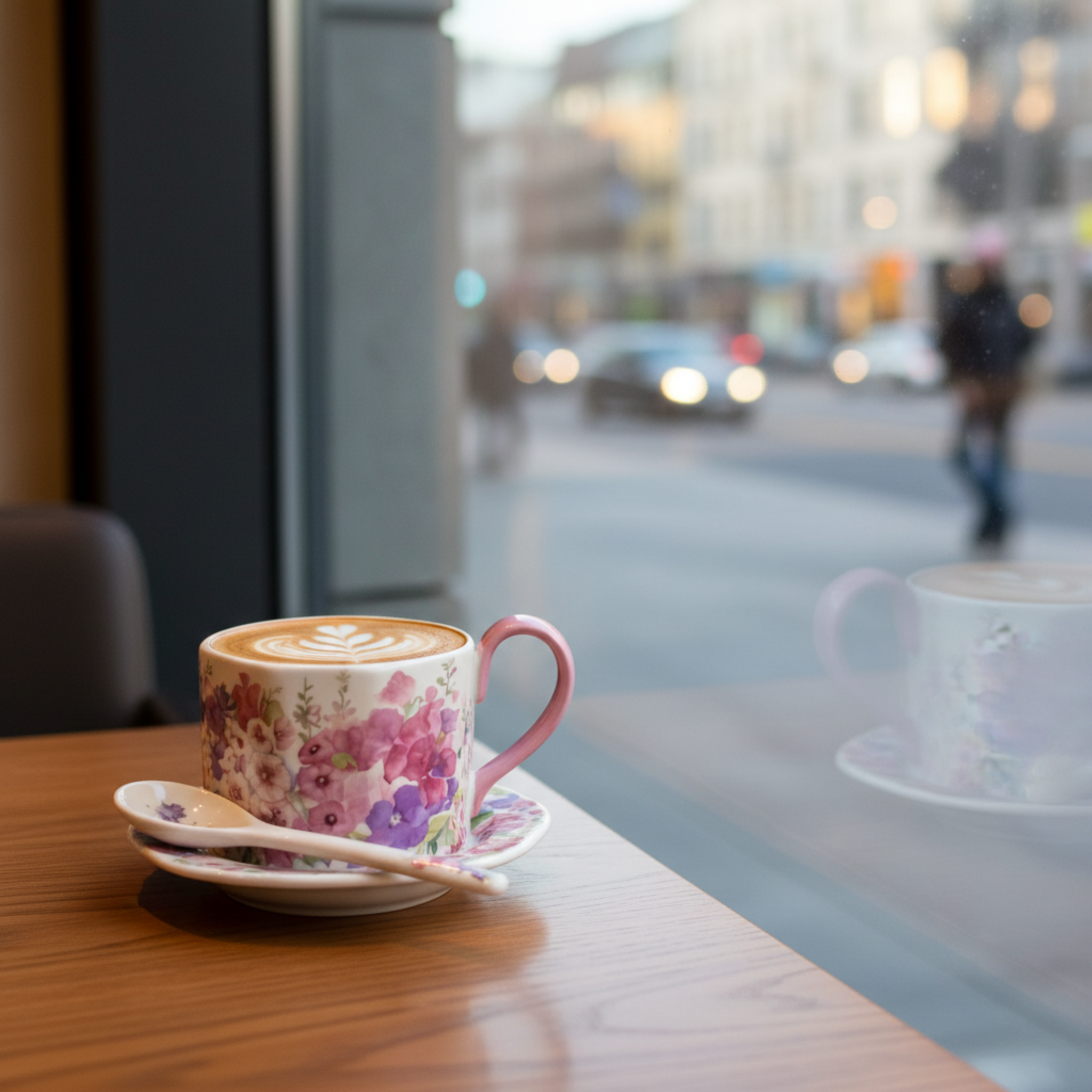 Mug Vintage Floral avec Couvercle et Cuillère – Idée Cadeau Tunisie