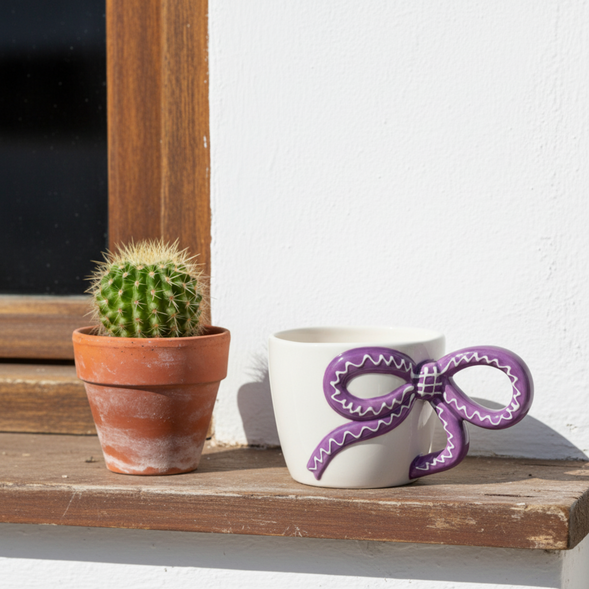 Mug Céramique "Bow" Violet – Tasse Design Nœud Tendance & Chic