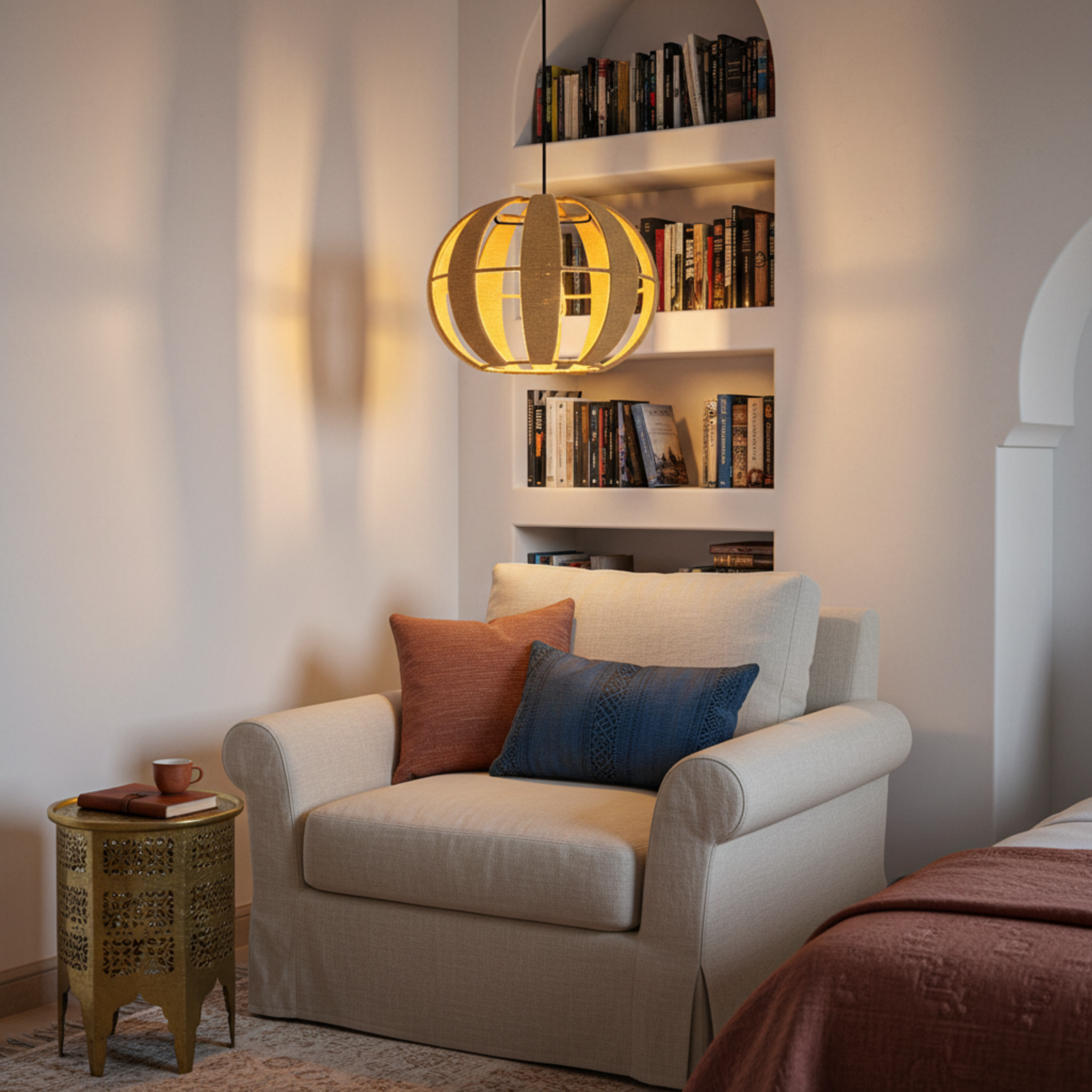 Suspension Sphérique "Ombre & Lumière" | Fibres Végétales | Tunisie