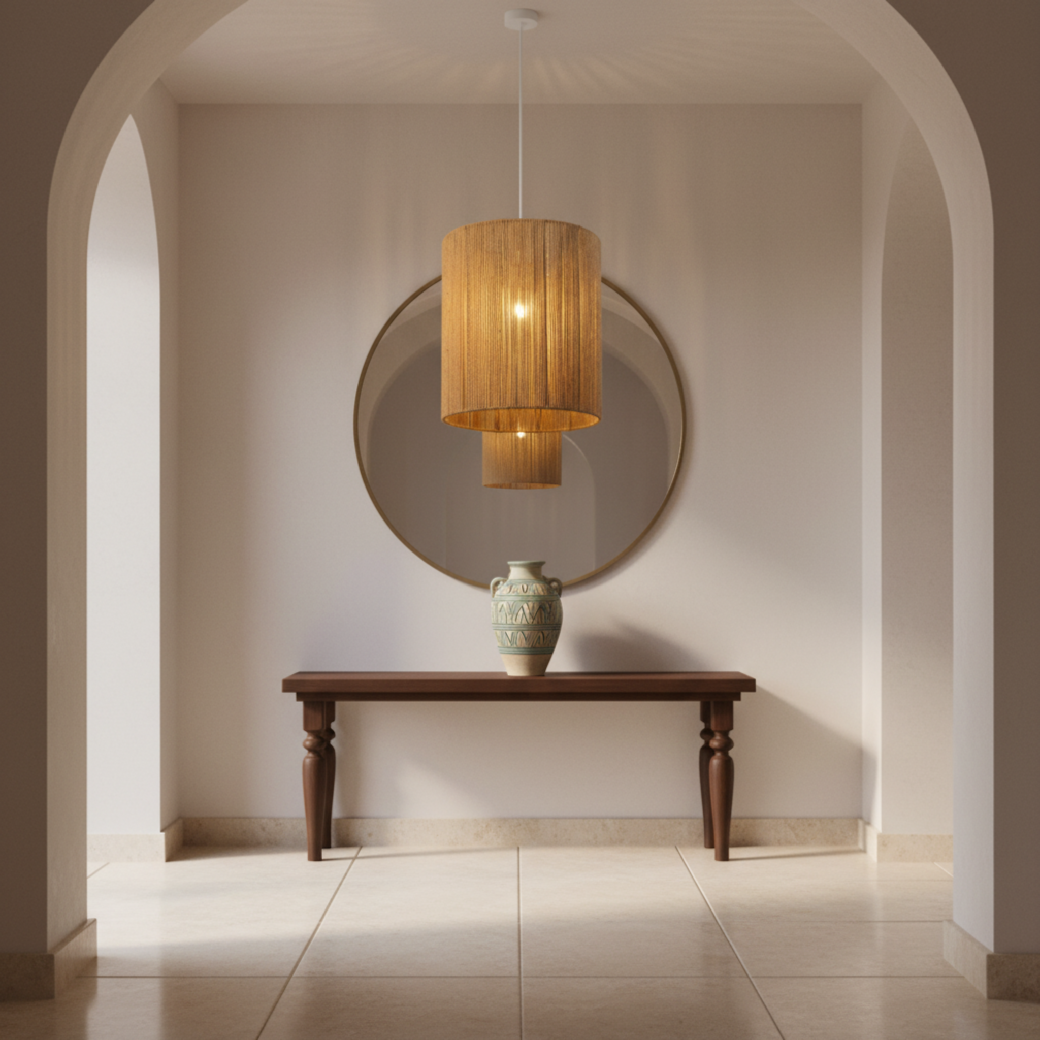 Suspension Jute Fait Main Tunisie - Lumière Naturelle & Artisanat Local