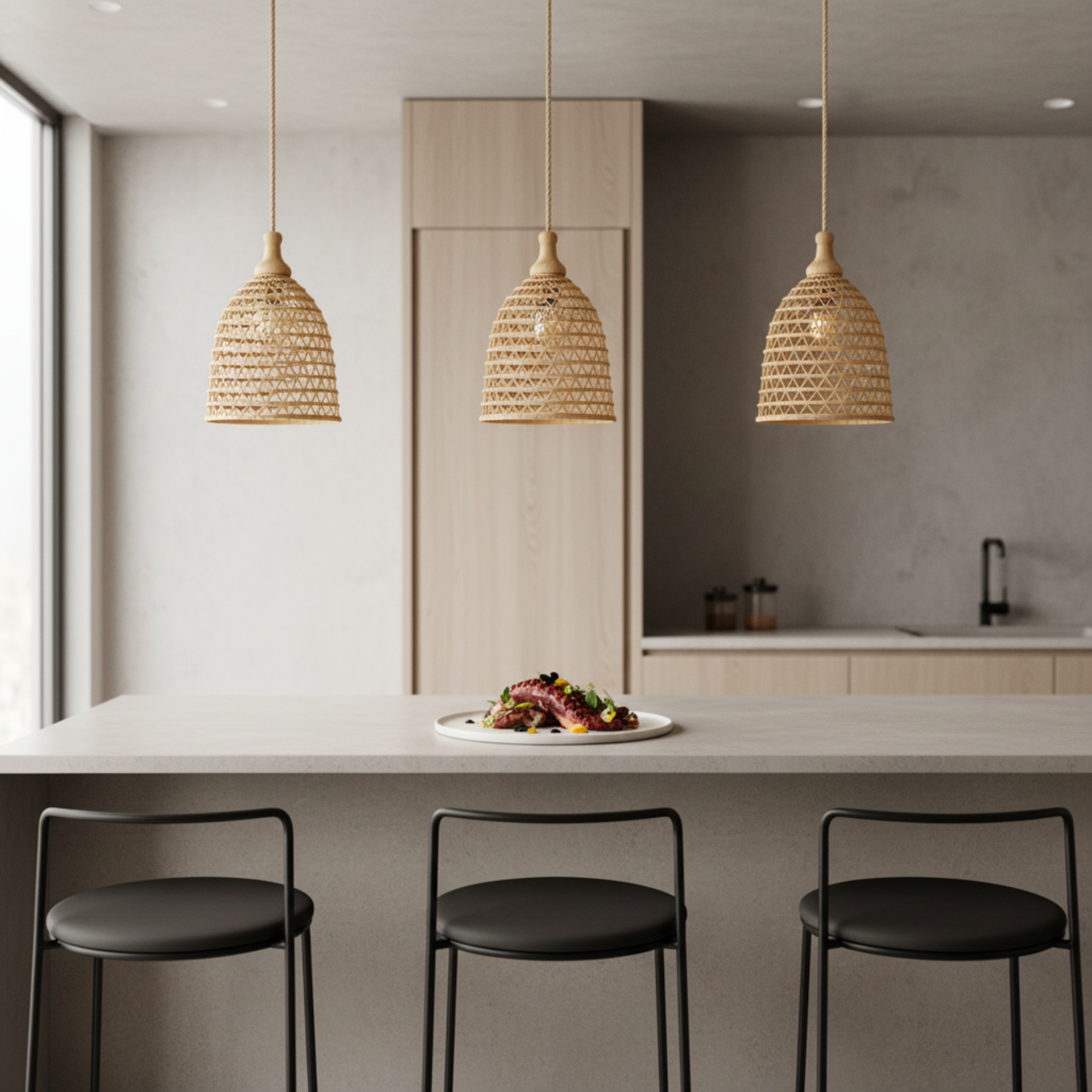 Lustre Fibres de Palmier Handmade – Suspension Tunisie