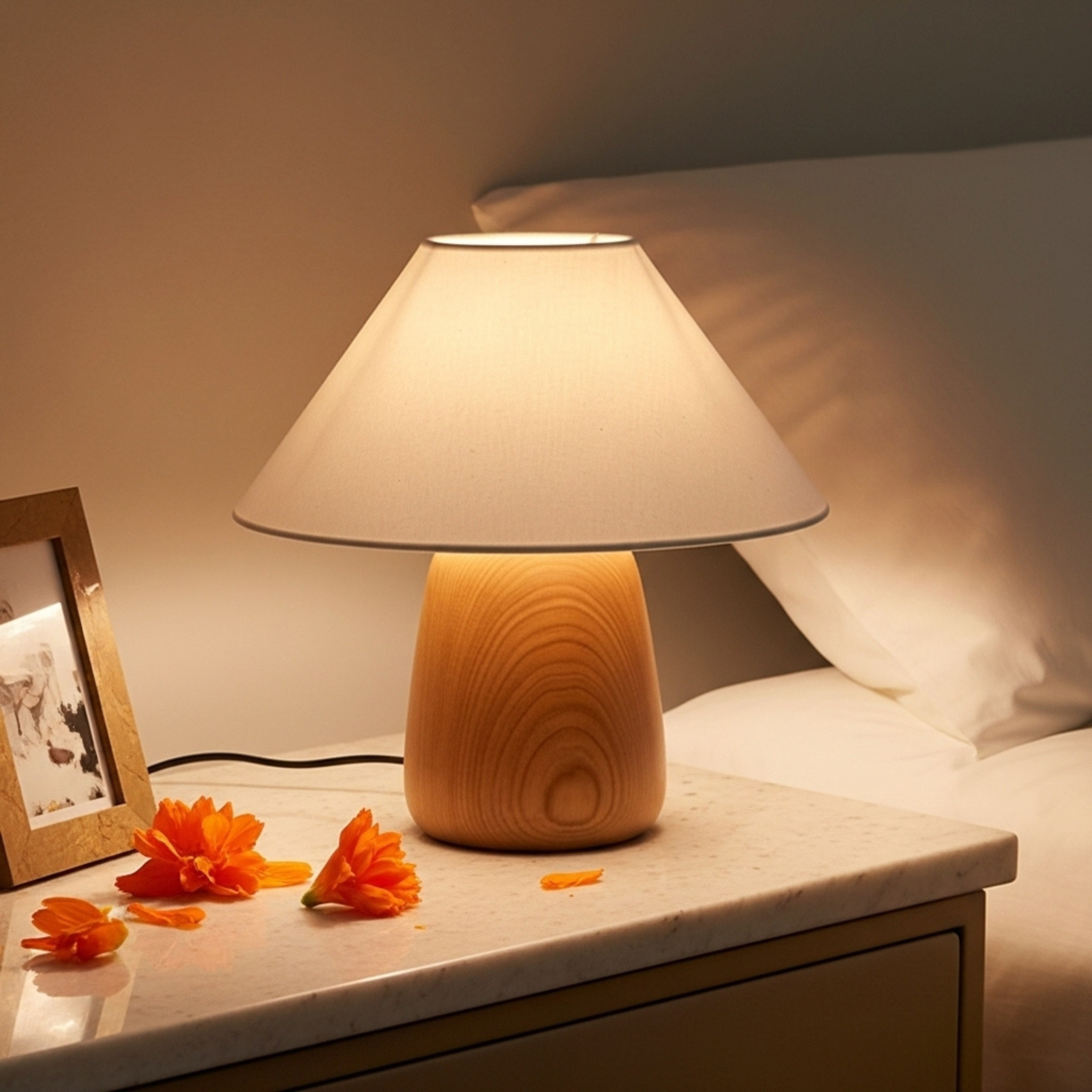 Veilleuse en Bois Artisanale – Lampe de Chevet Design Tunisie