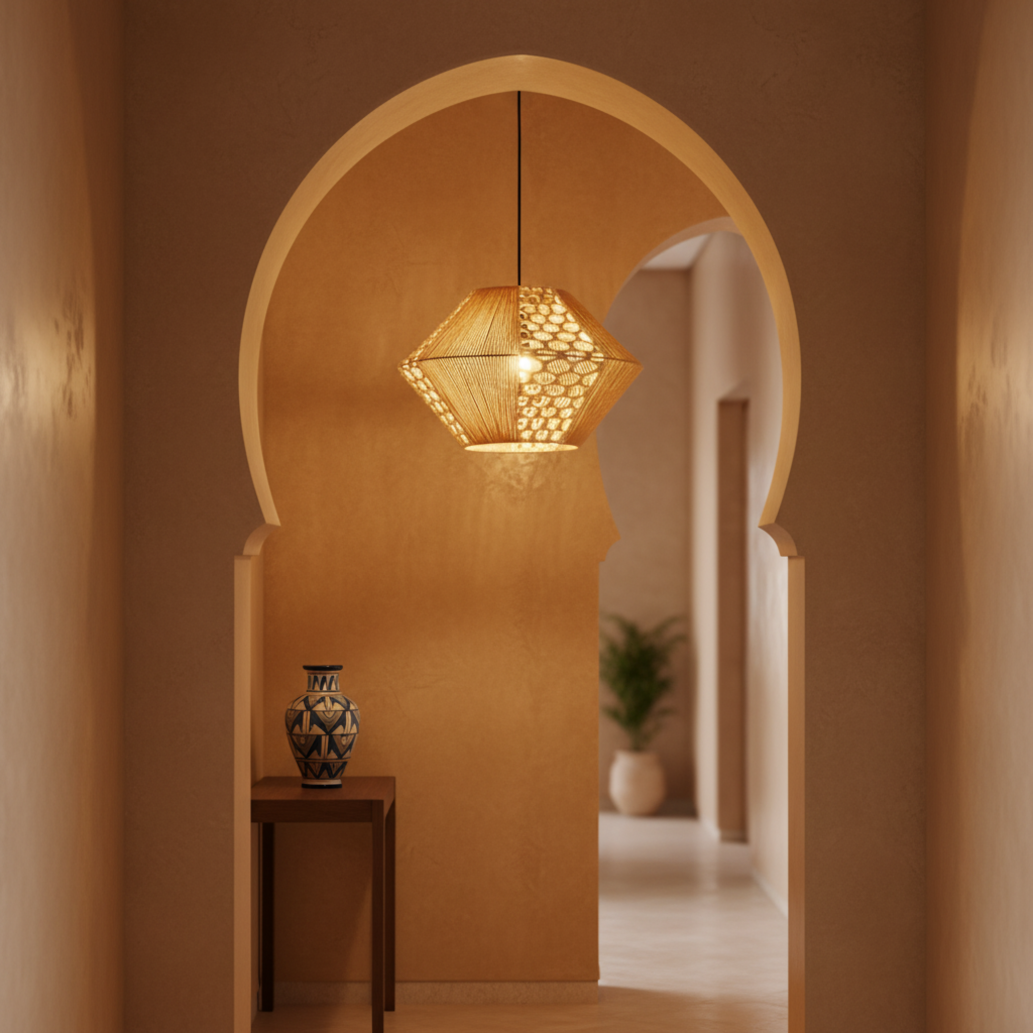 Suspension Jute & Macramé Géométrique | Artisanat Tunisien pour Intérieur Chic