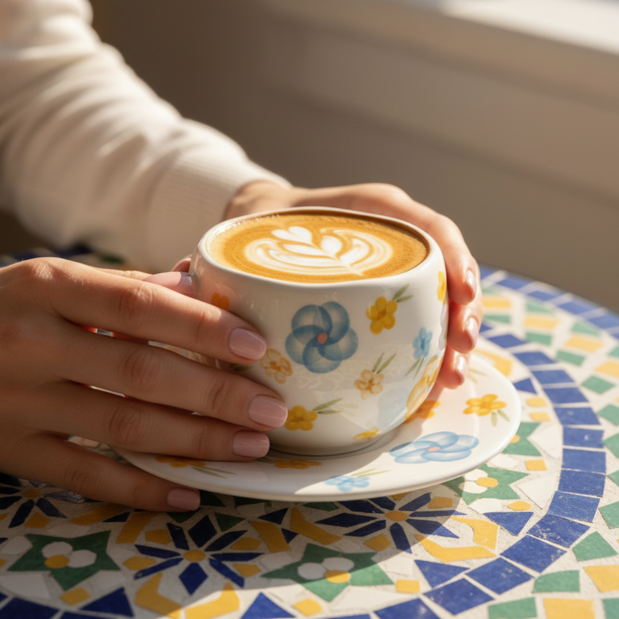 Tasse à Café Florale en Céramique avec Soucoupe - Design Chic