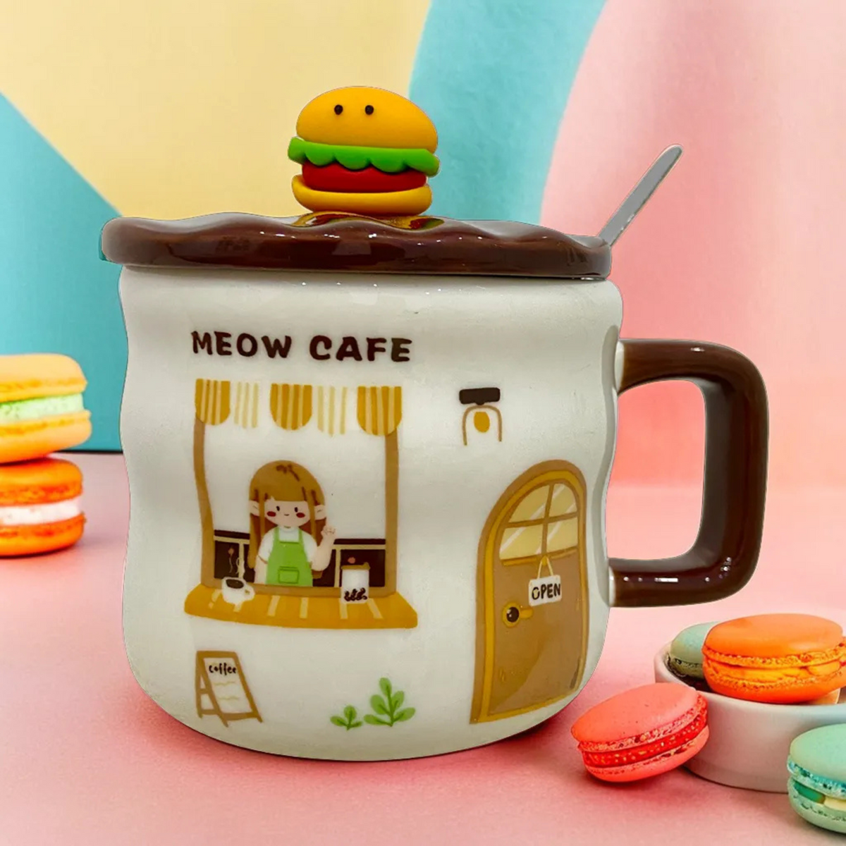 Mug Meow Café | Design Original avec Couvercle Ludique | Fiolla Home