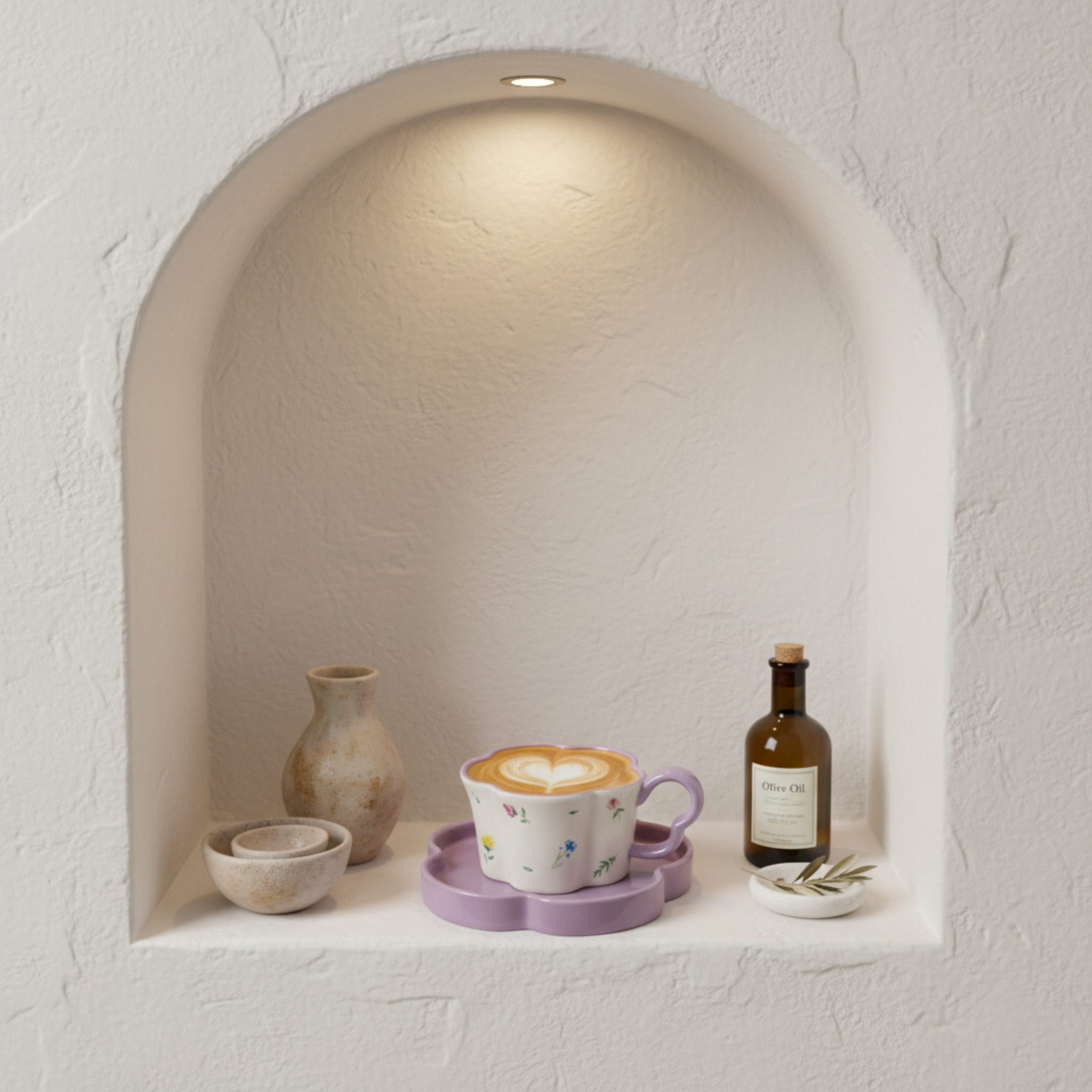 Mug Fleur Céramique Lilas & Soucoupe – Idée Cadeau Cute Tunisie