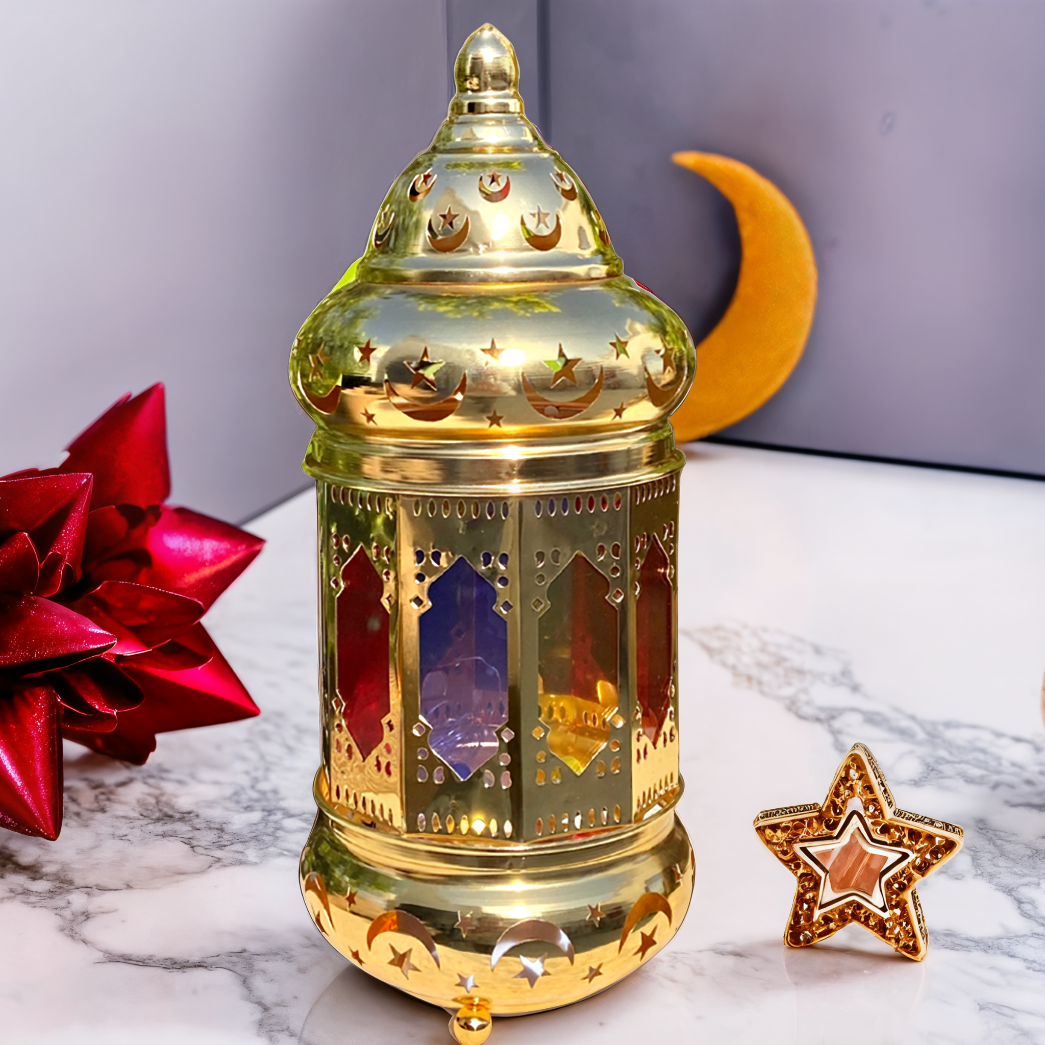 Lanterne Ramadan LED Dorée | Élégance et Ambiance Spirituelle | Fiolla Home