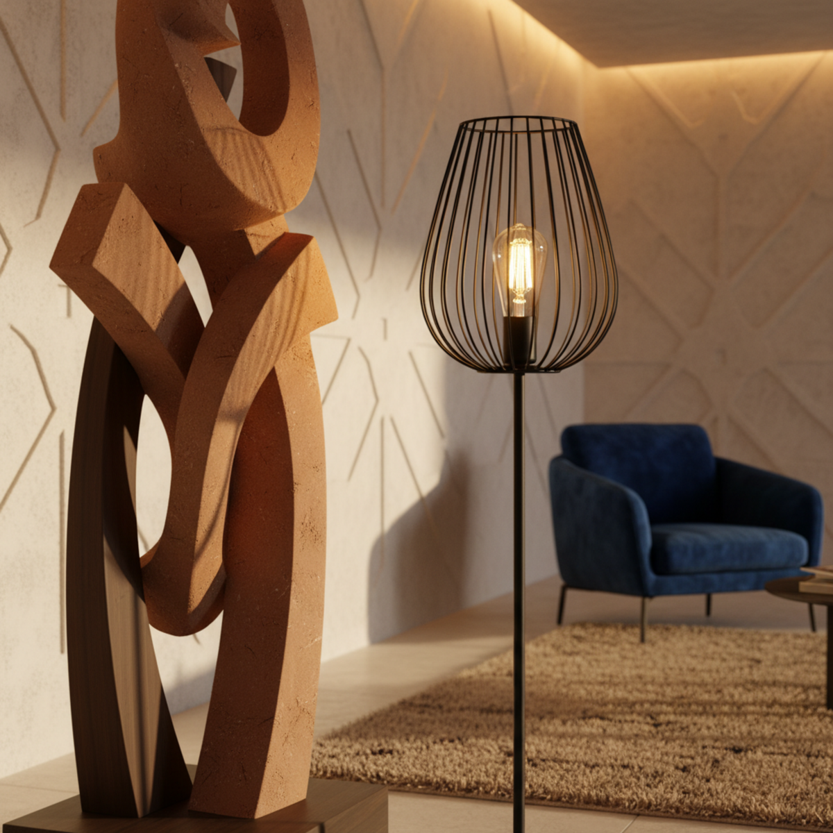 Lampadaire Design Industriel en Métal Noir – Élégance & Style Tunisie