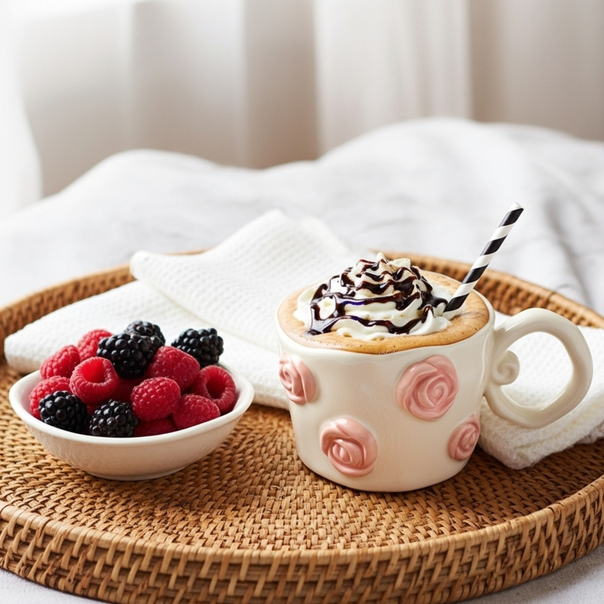 Mug Fleurs Rose en Relief – Style Éditorial | Fiolla Home