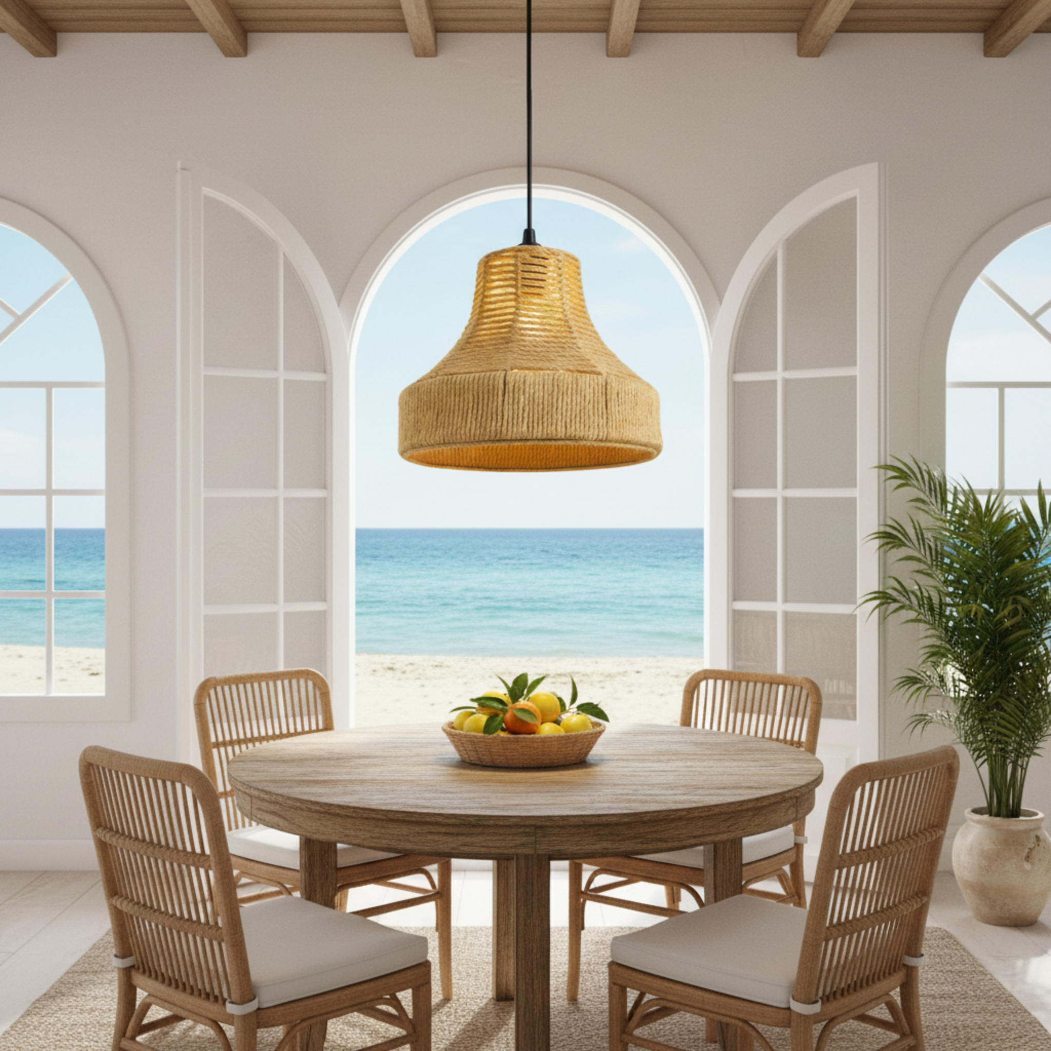 Suspension "Salma" en Jute Tressé – Lustre Boho Chic Polyvalent