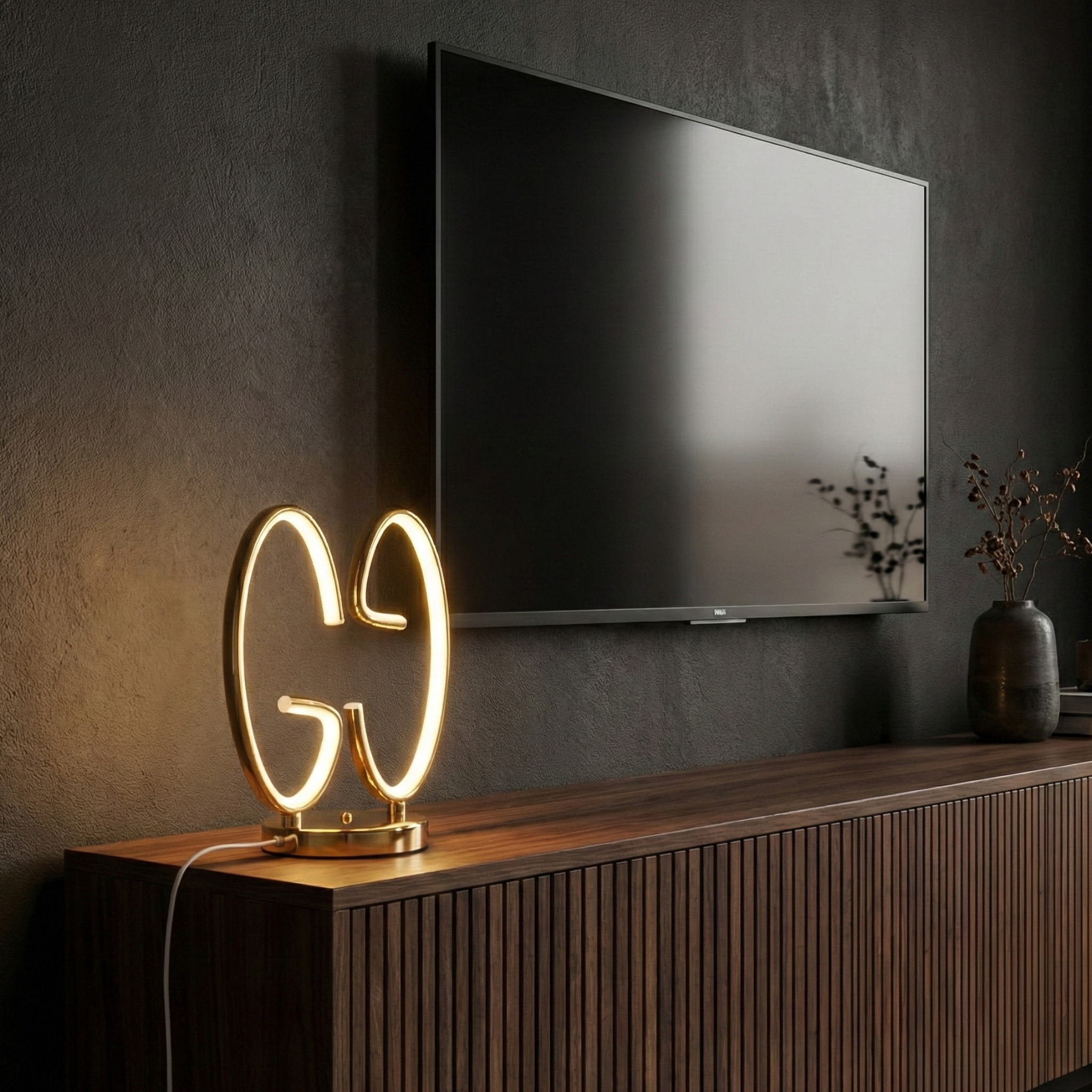 Lampe Sculpturale LED "Infinity" Or | Luminaire Tunisie