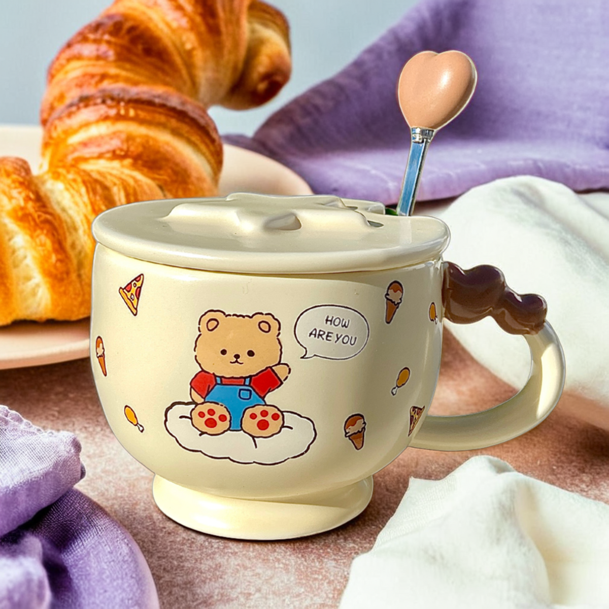 Mug Animal Mignon | Avec Couvercle et Cuillère Pratique | Fiolla Home