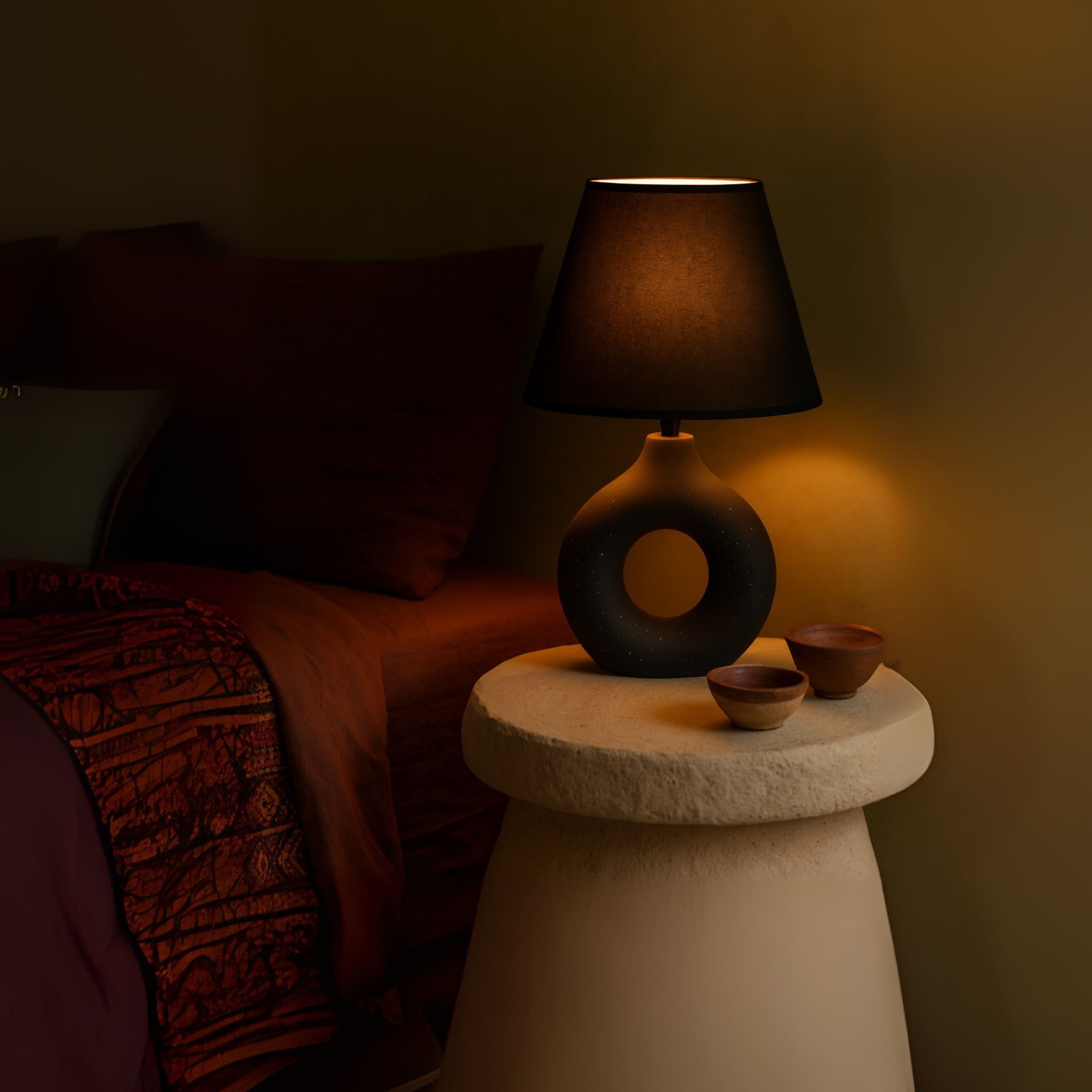 Veilleuse Anneau Noire Tunisie | Design Contemporain | Fiolla Home