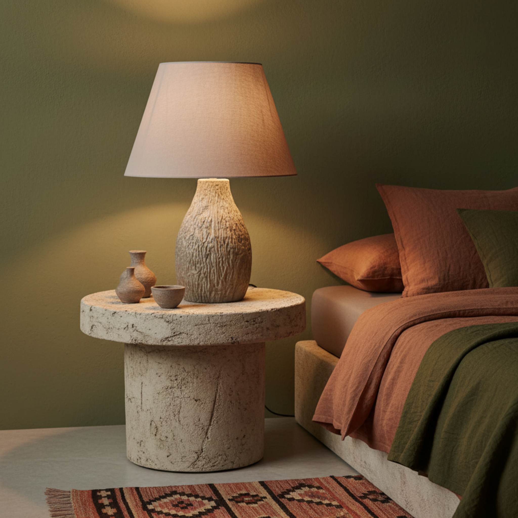 Veilleuse Base Texturée Marron | Céramique | Fiolla Home Tunisie