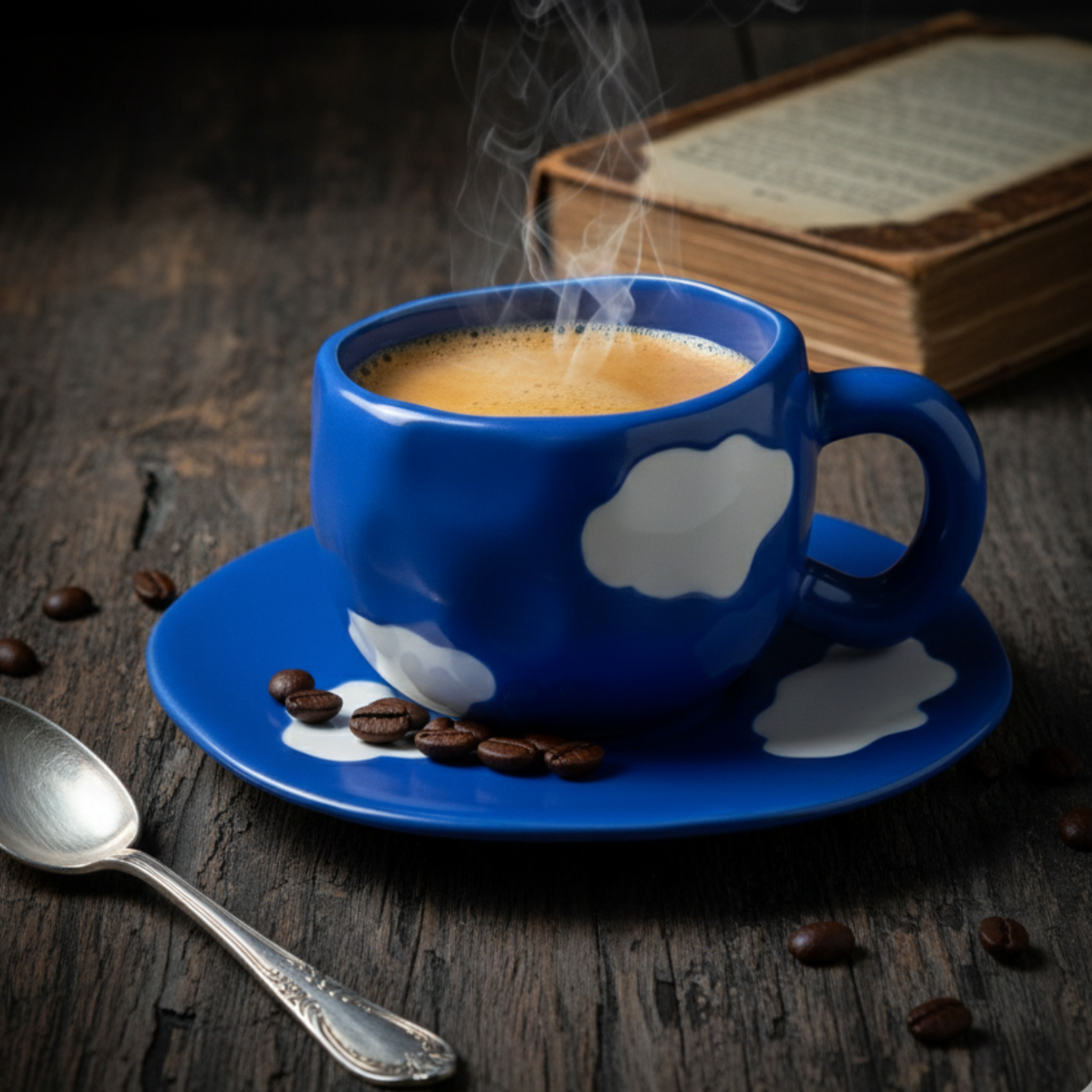 Tasse Café Nuages Bleue avec Soucoupe | Céramique | Fiolla Home