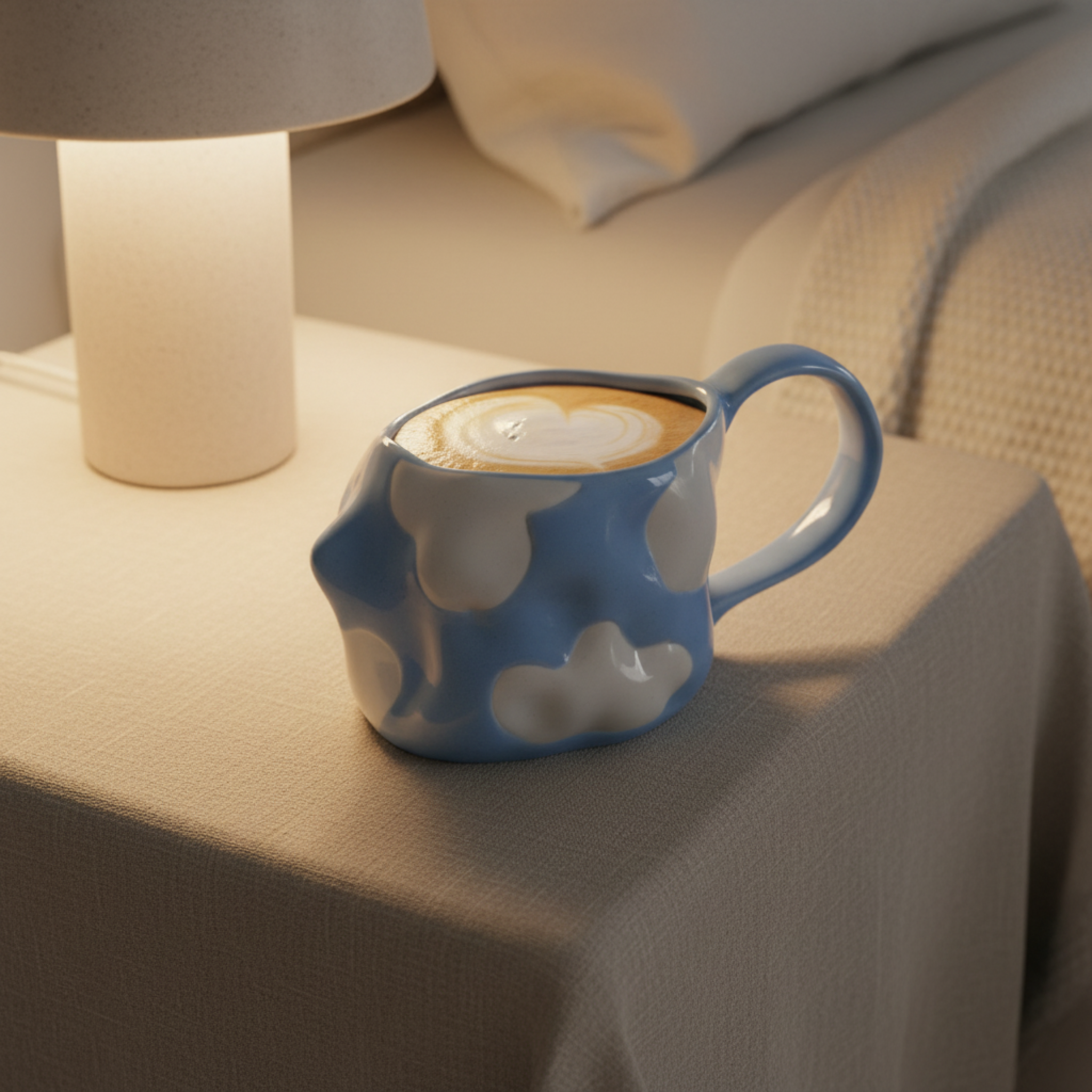 Mug Bleu Nuage en Céramique – Design Irrégulier & Artistique Tunisie