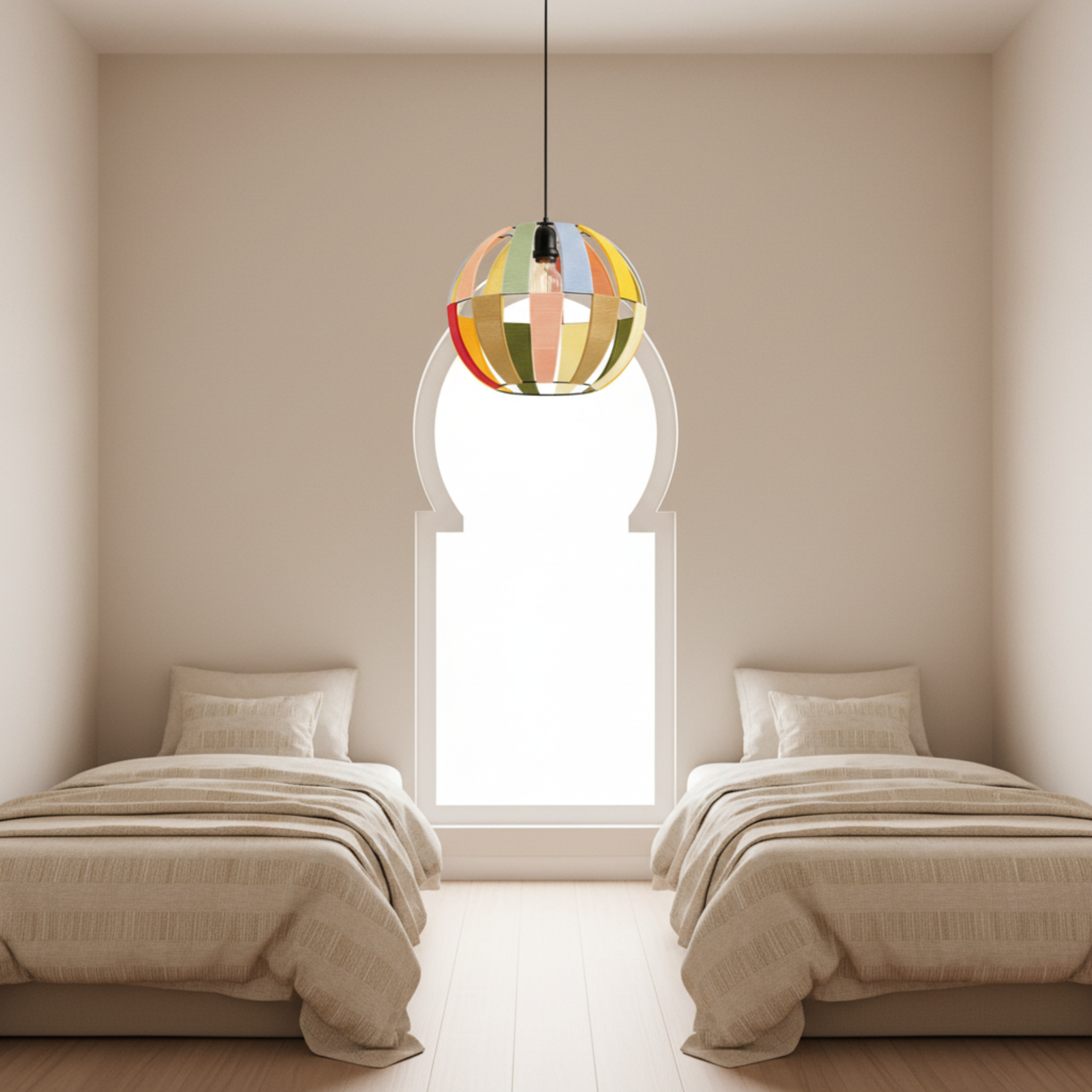 Suspension Sphérique Multicolore | Fibres Artisanales | Tunisie