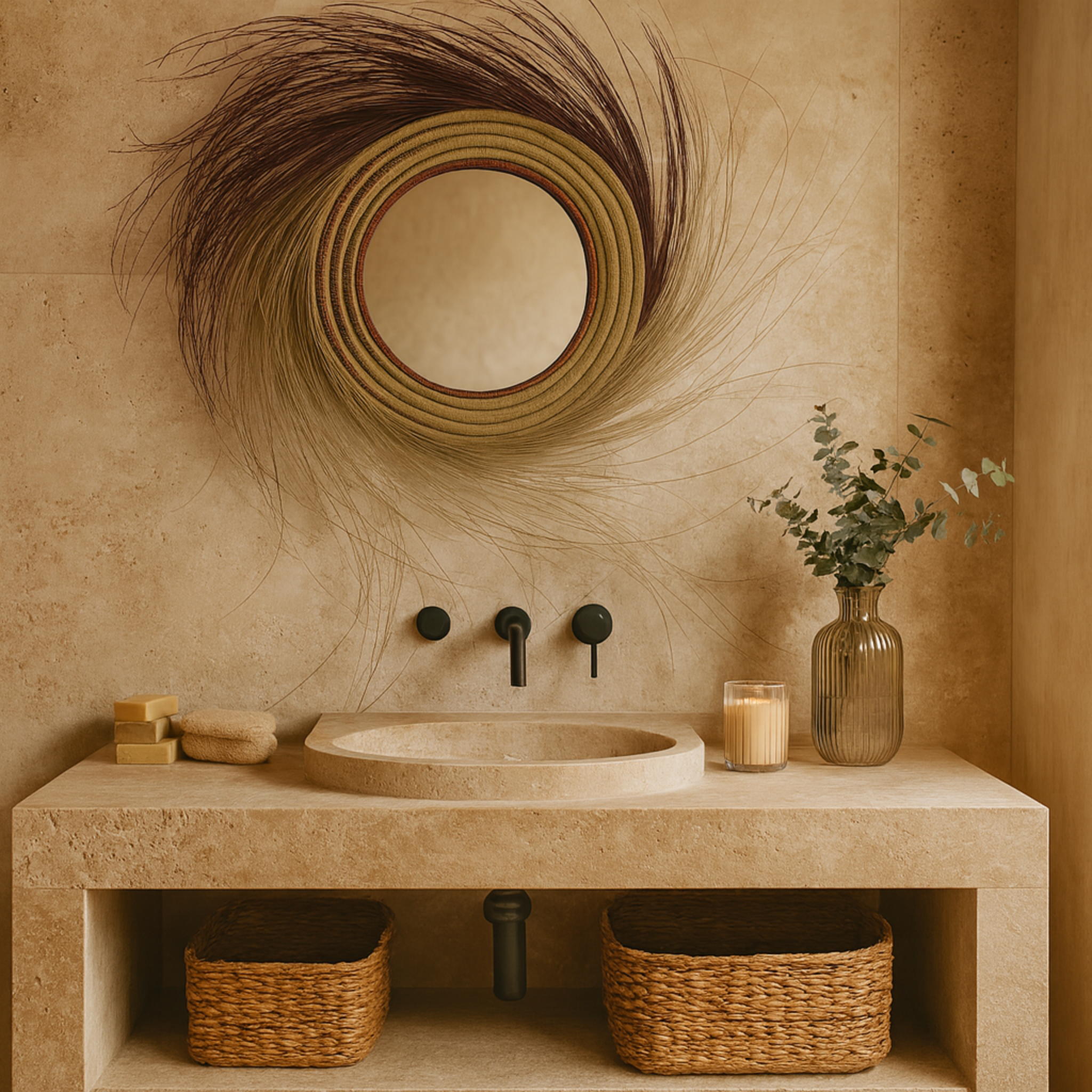 Miroir Mural en Halfa Tressée | Design Naturel | Fiolla Home