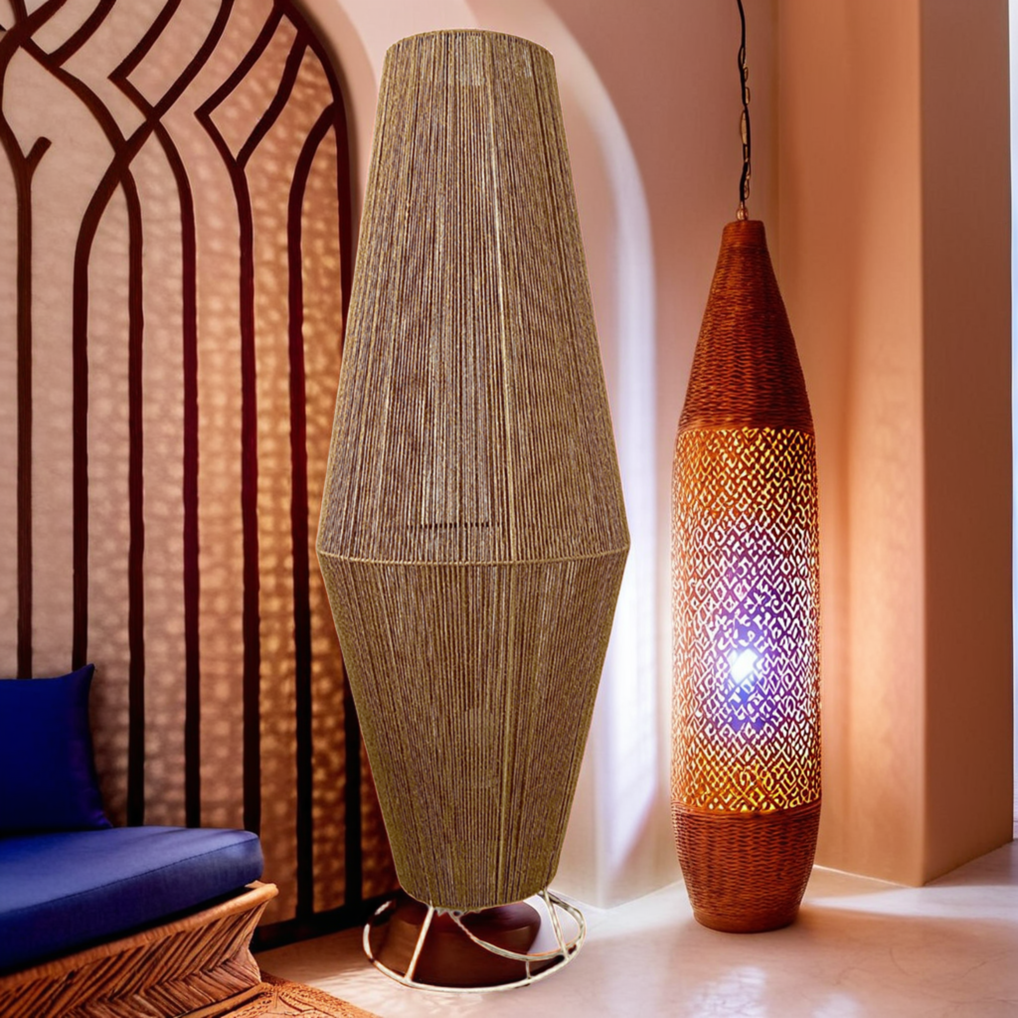 Lampadaire Handmade en Jute | Lumière Chaleureuse | Fiolla Home