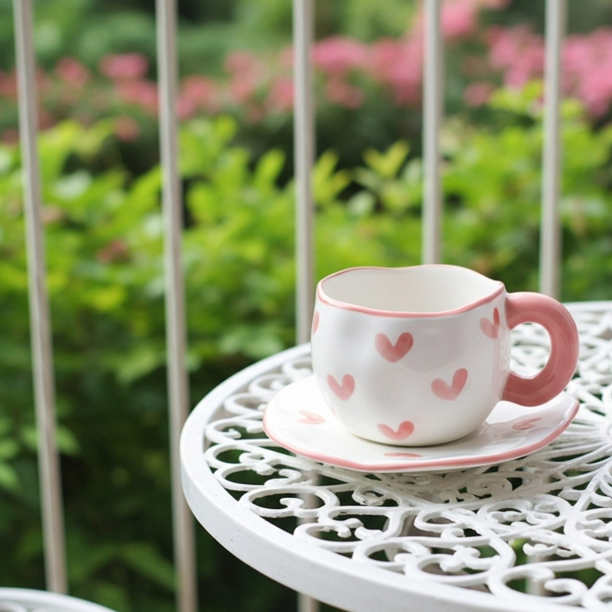 Mug "Aesthetic" Cœurs Roses | Idée Cadeau Tunisie | Fiolla Home