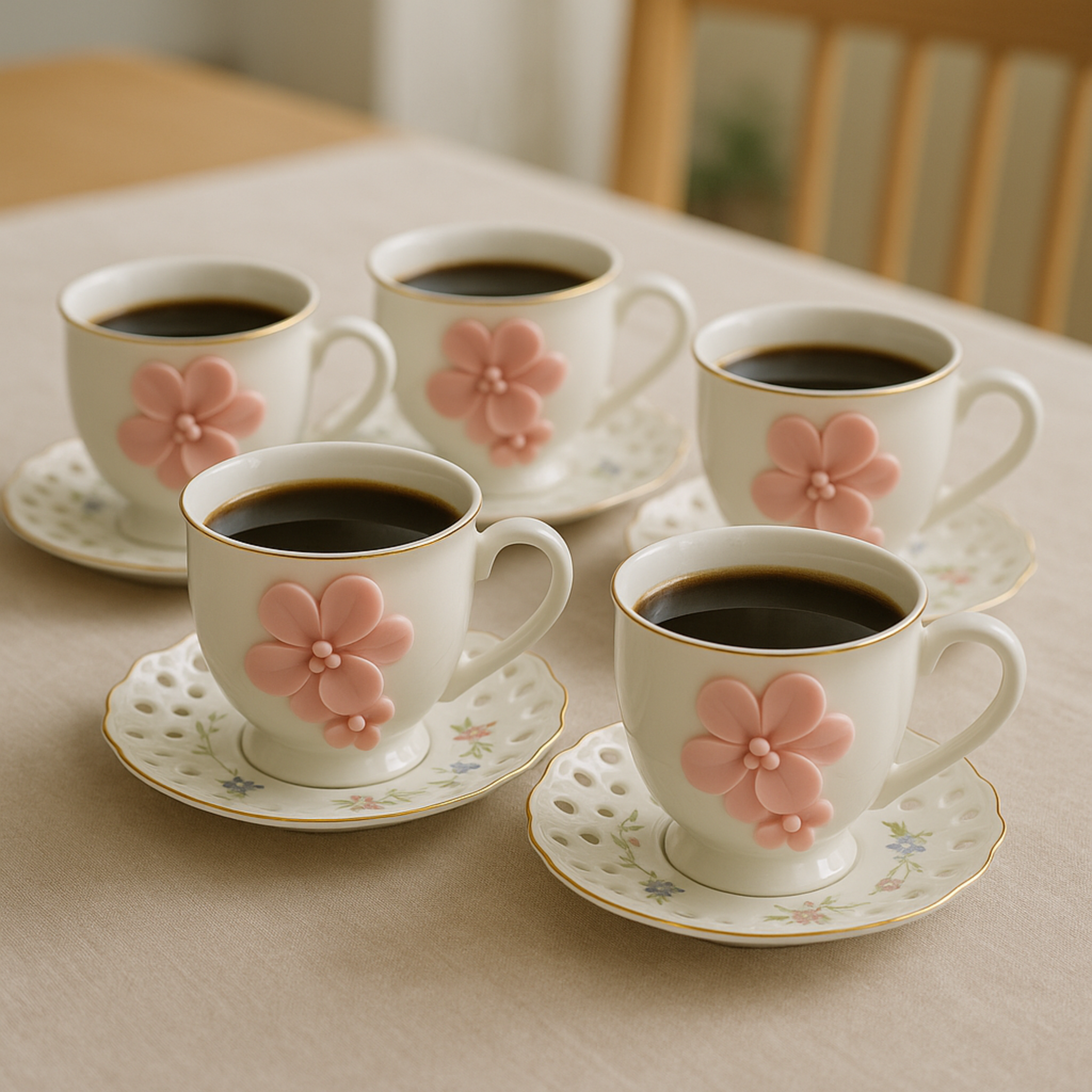 Service Café au Lait Tunisie Florale | Porcelaine | Fiolla Home