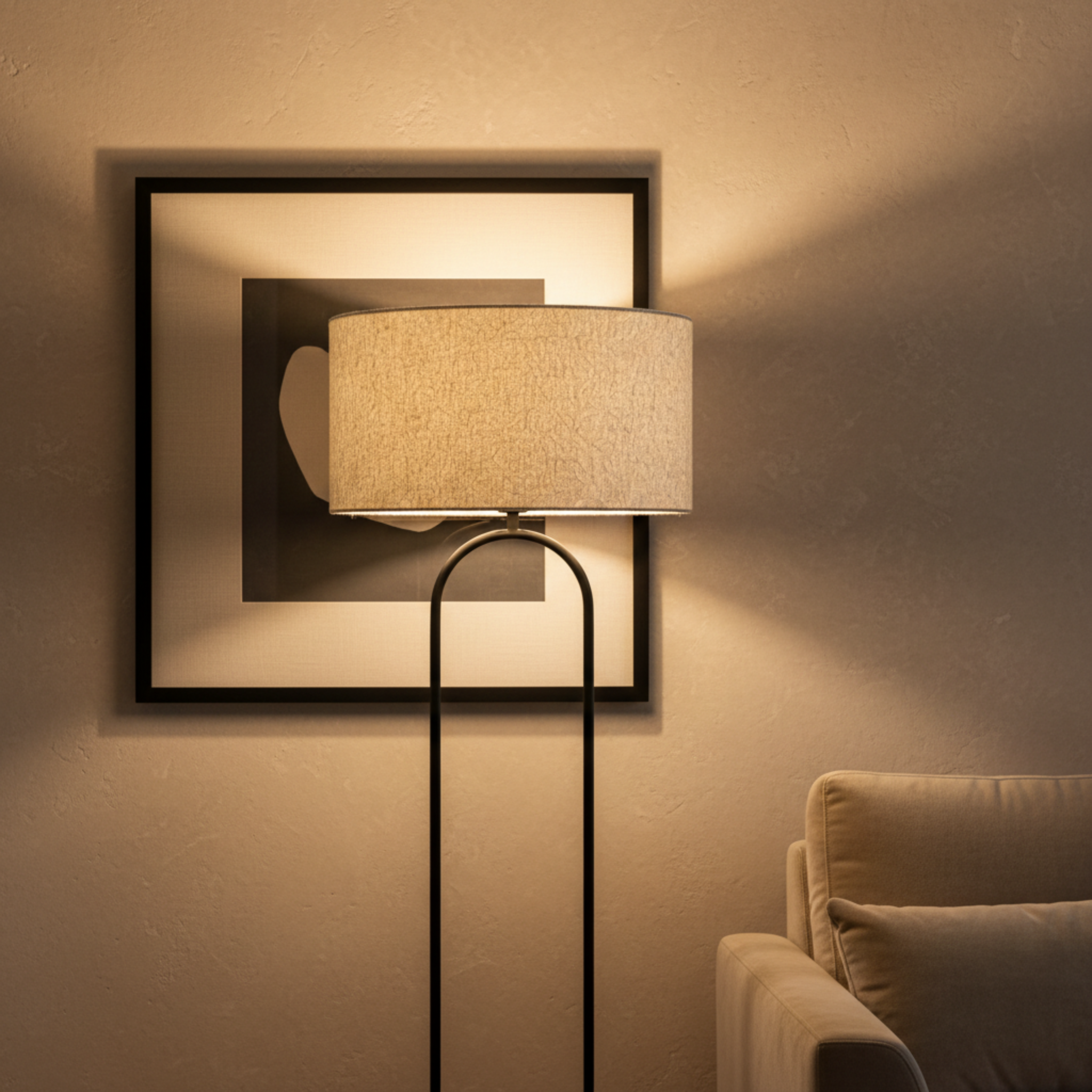 Lampadaire CÉLESTE Métal Noir et Abat-Jour Bouclette | Fiolla Home