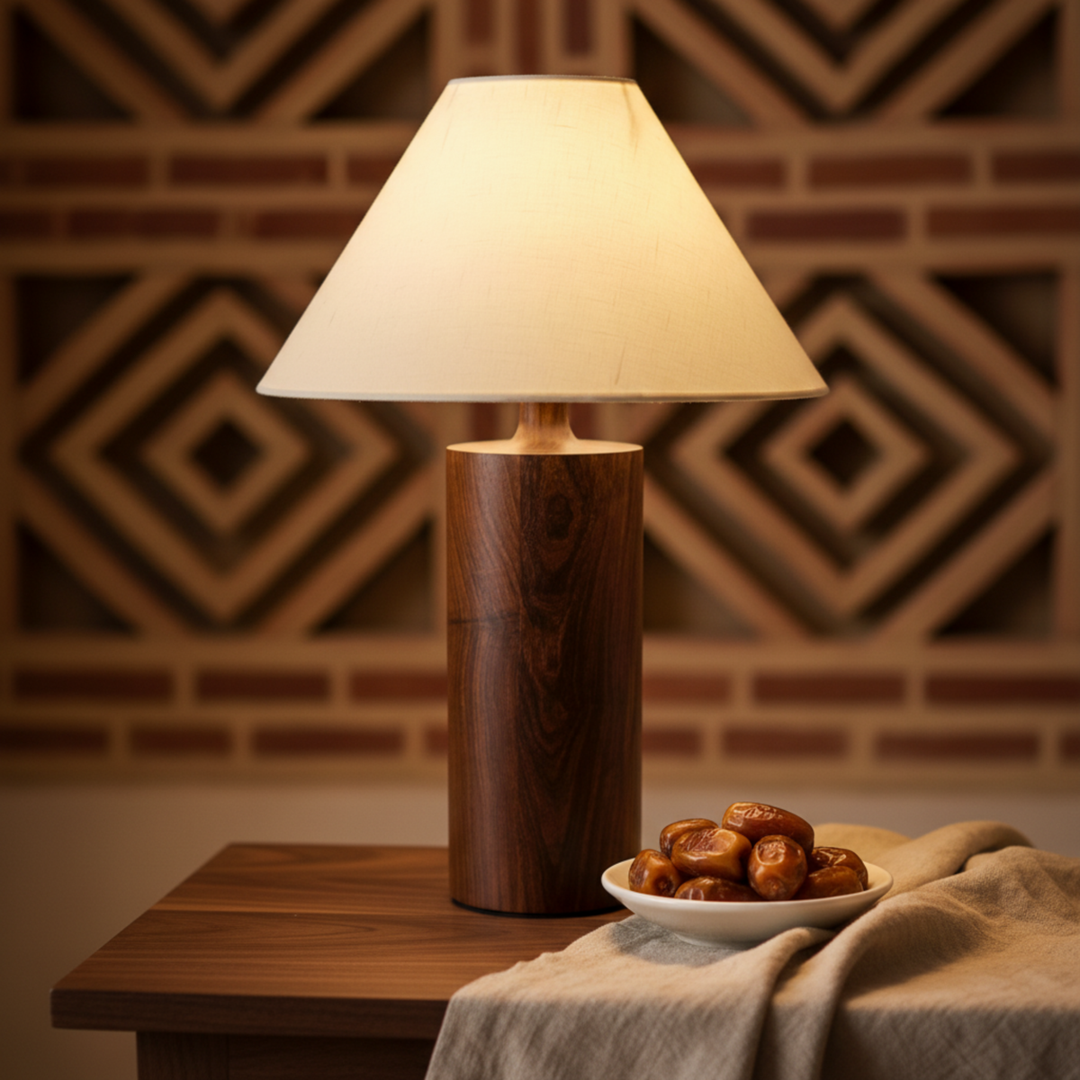 Lampe de Chevet Bois Hêtre & Lin | Fiolla Home Tunisie